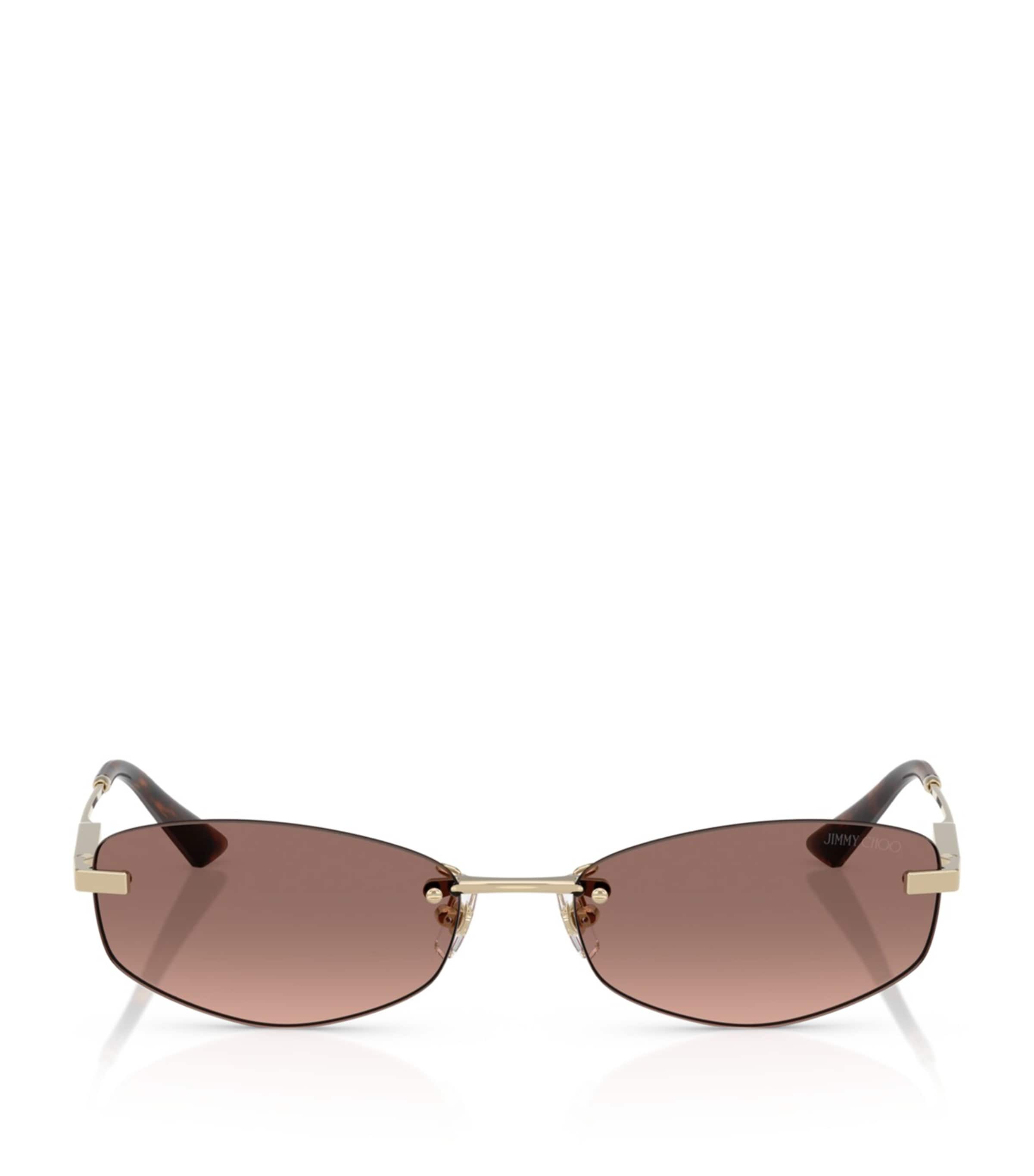 Jimmy Choo Wire Oval Sunglasses In Brown