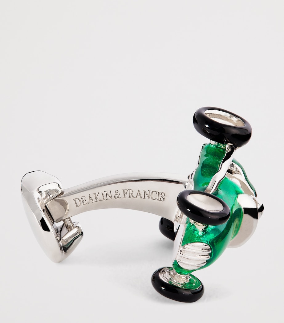 Deakin & Francis Sterling Silver Racing Car Cufflinks Green Image 4