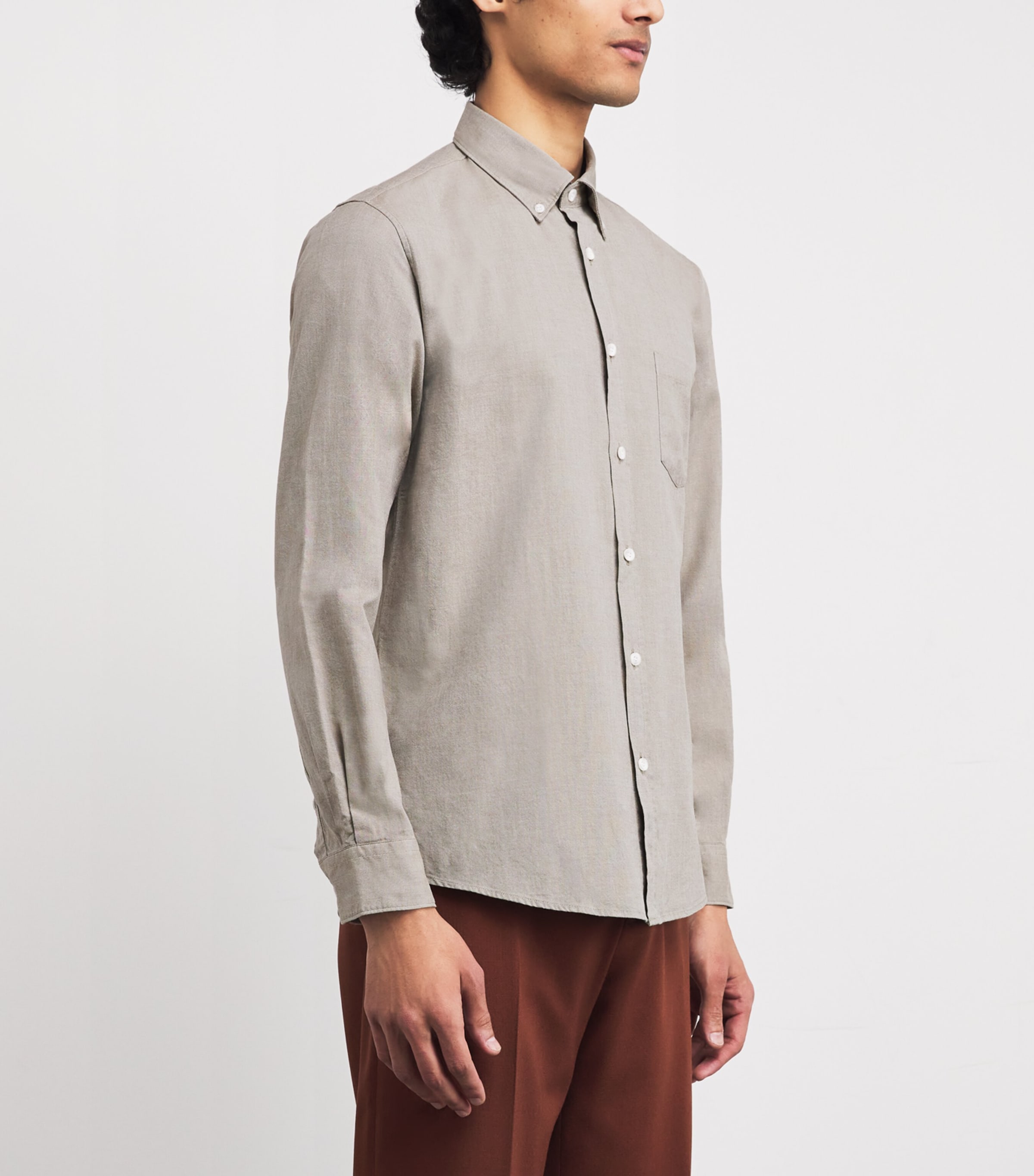 Brushed Cotton Oxford Shirt GNDX LIGHT KHAKI Image 3