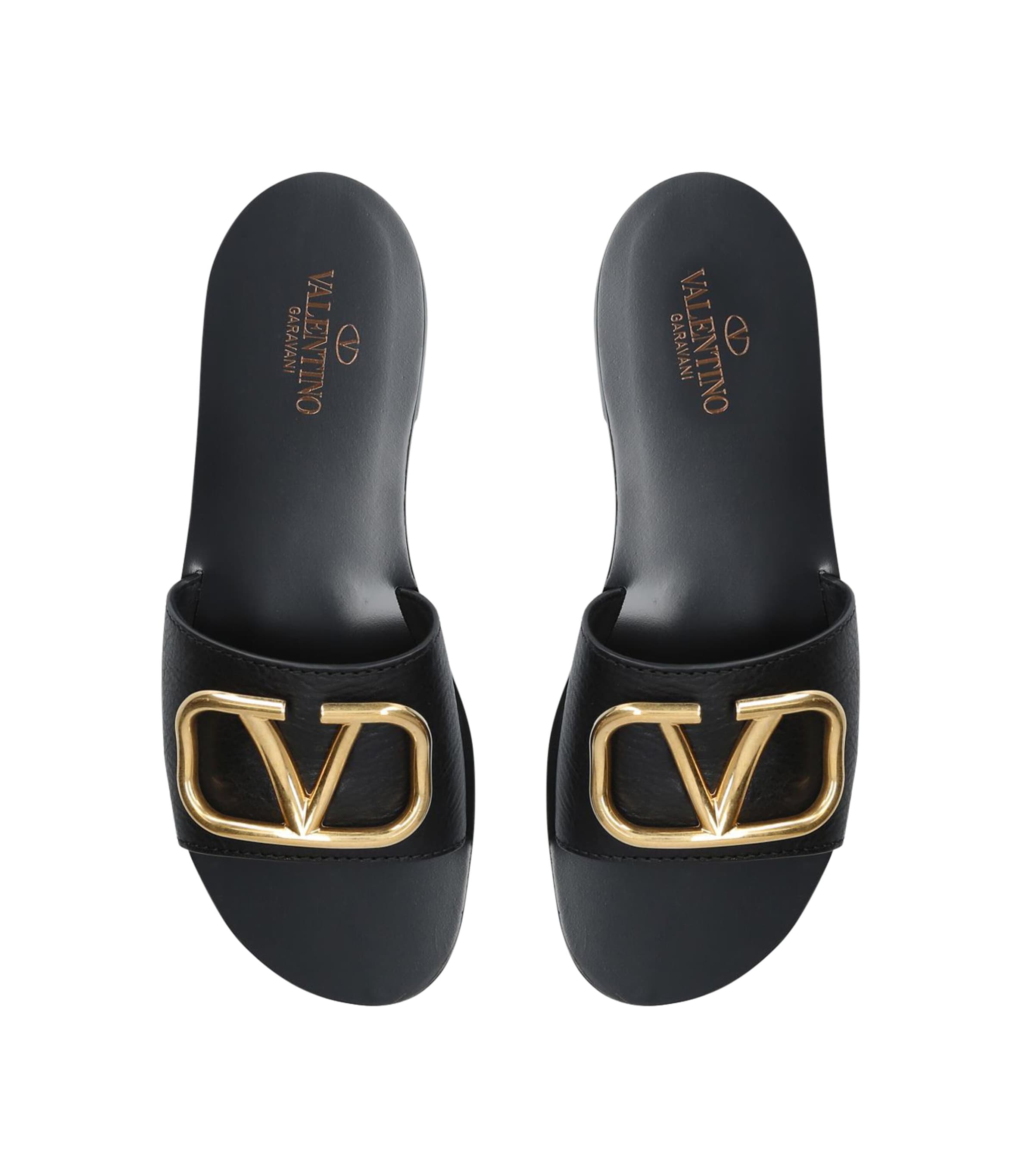 Valentino Garavani Leather Go Logo Sandals Black Image 6