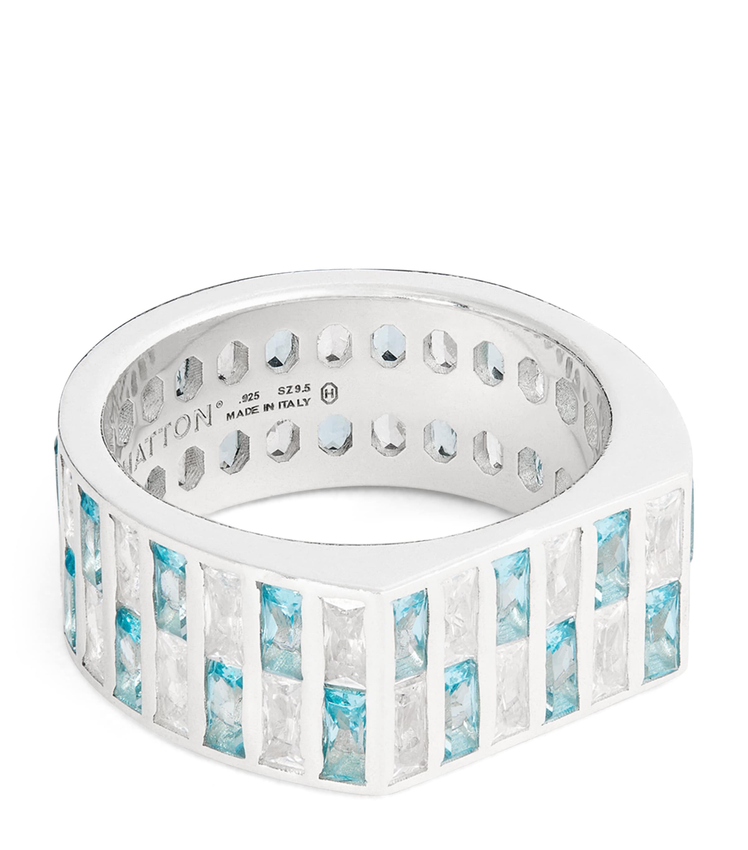 Shop Hatton Labs Sterling Silver Rectangular Ring In Blue