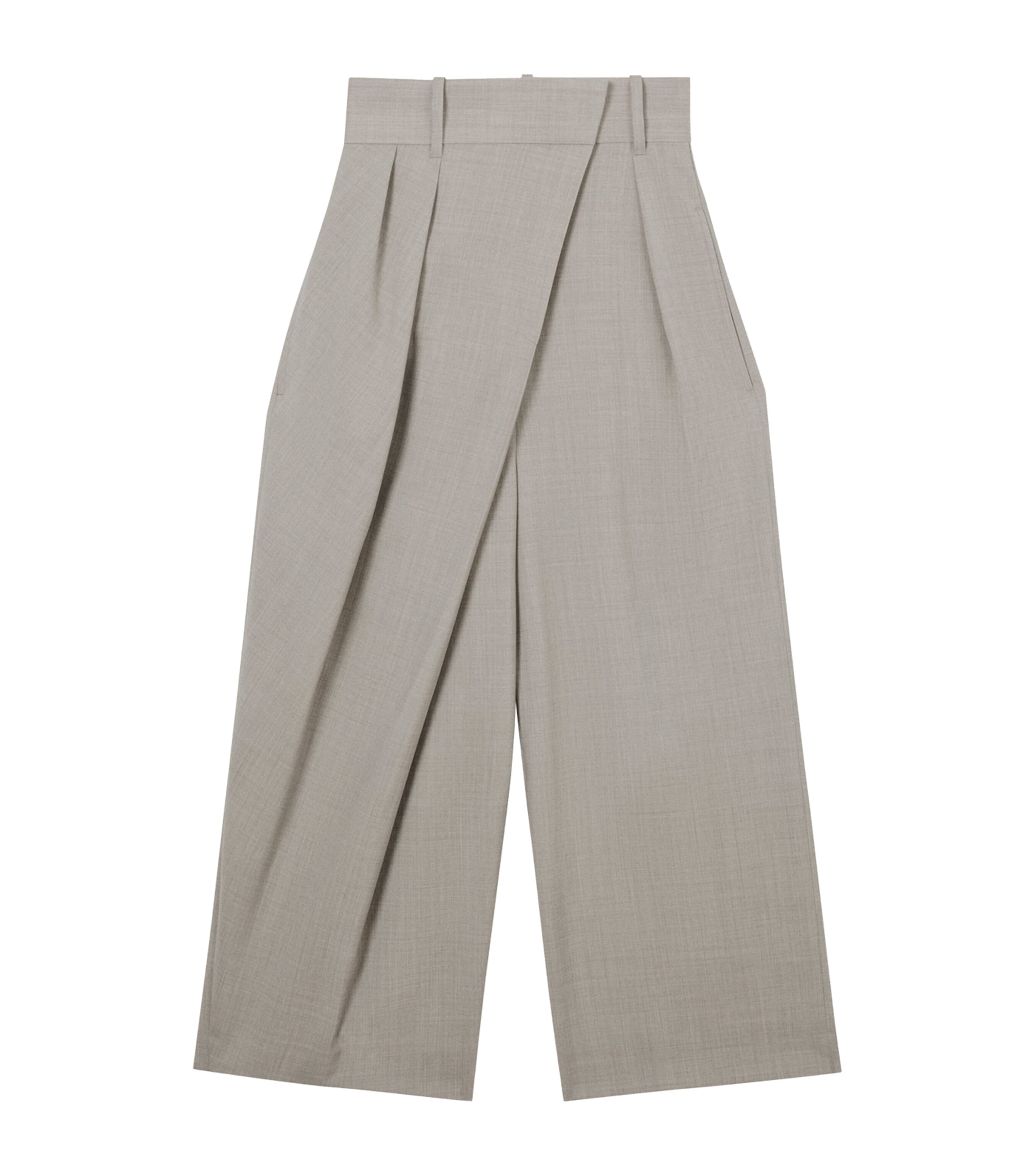 Loewe Wool Cropped Wrap Trousers In Gray