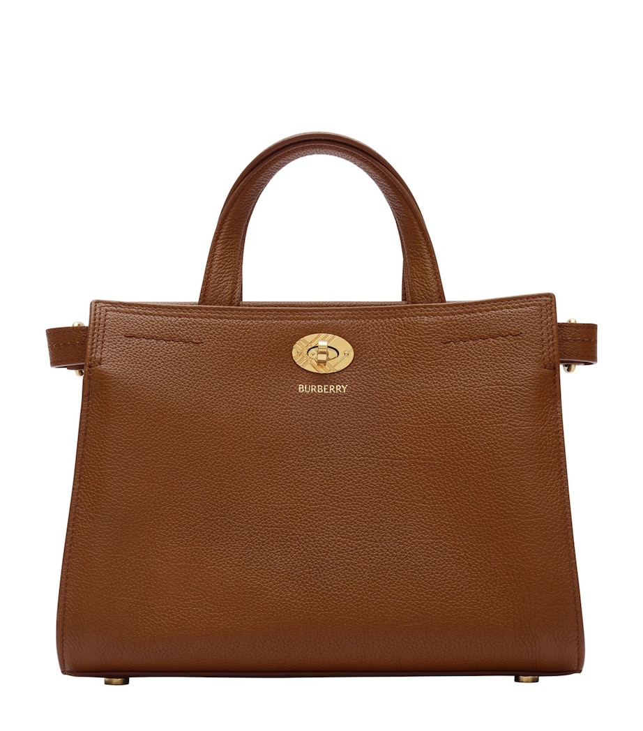 Burberry Womens Mini Leather Cotswolds Check Tote Bag Hazel Image 1