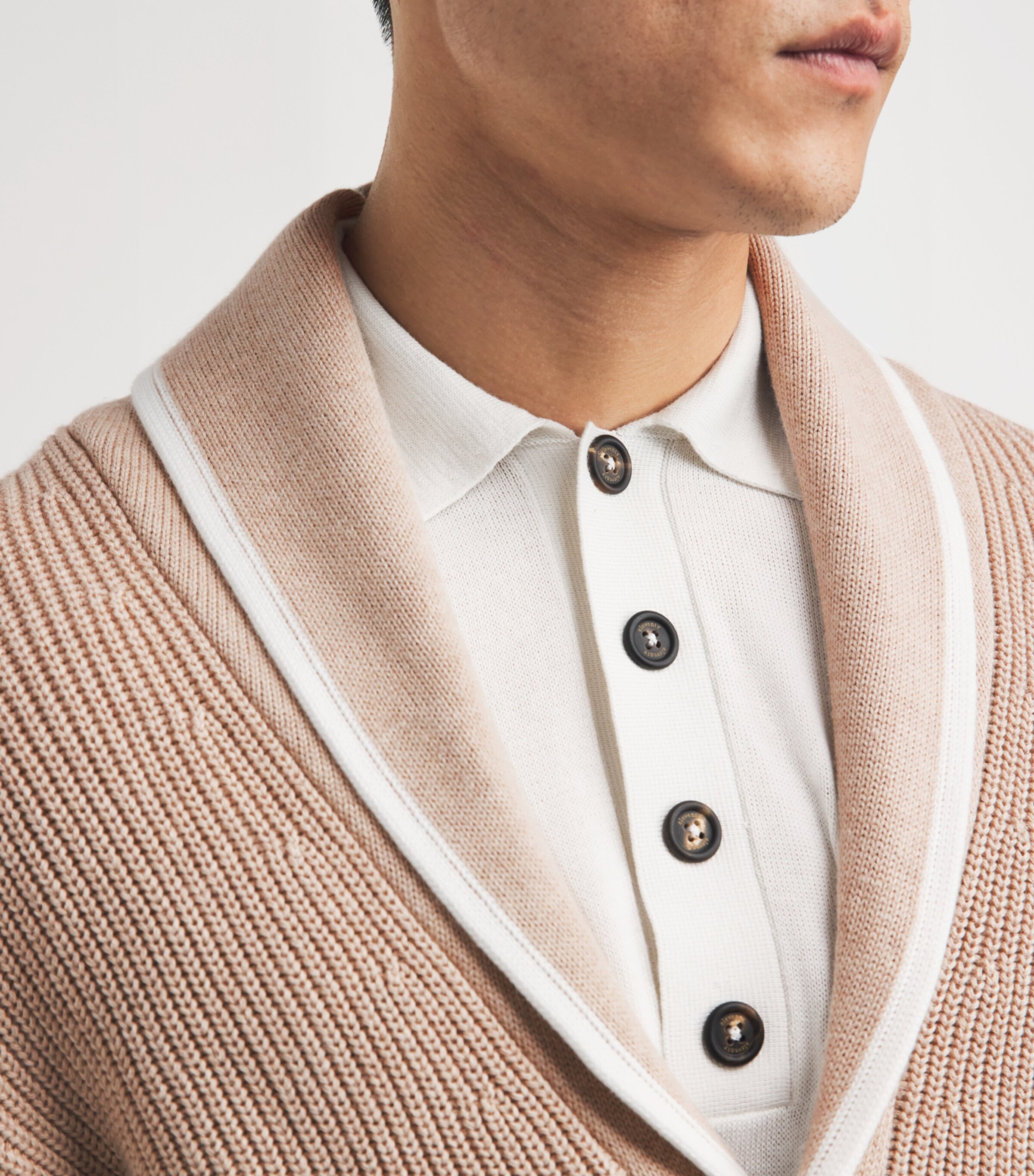 Eleventy Mens Cotton Shawl Cardigan Sabbia E Bianco Image 3