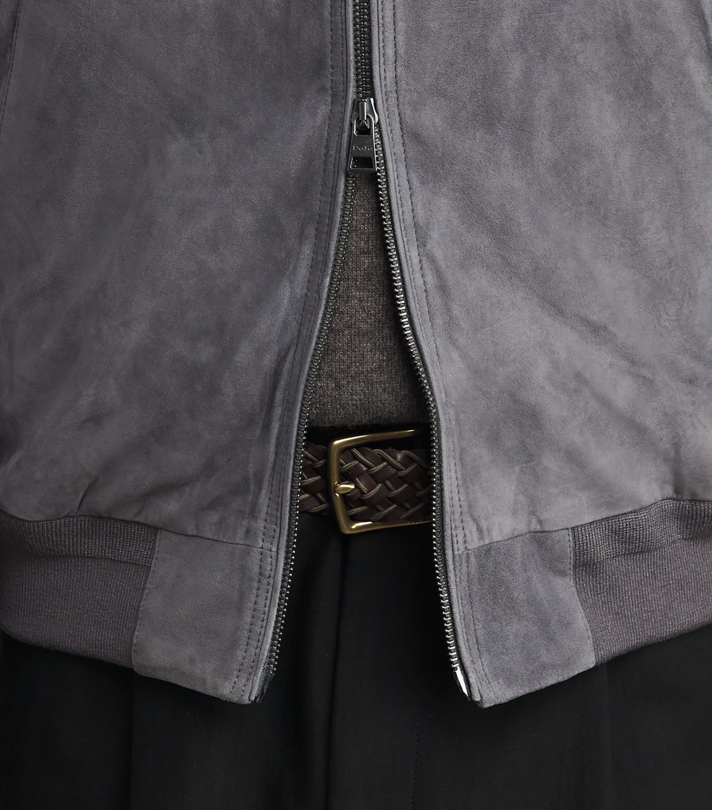 Suede Bomber Jacket LOFT GREY Image 6