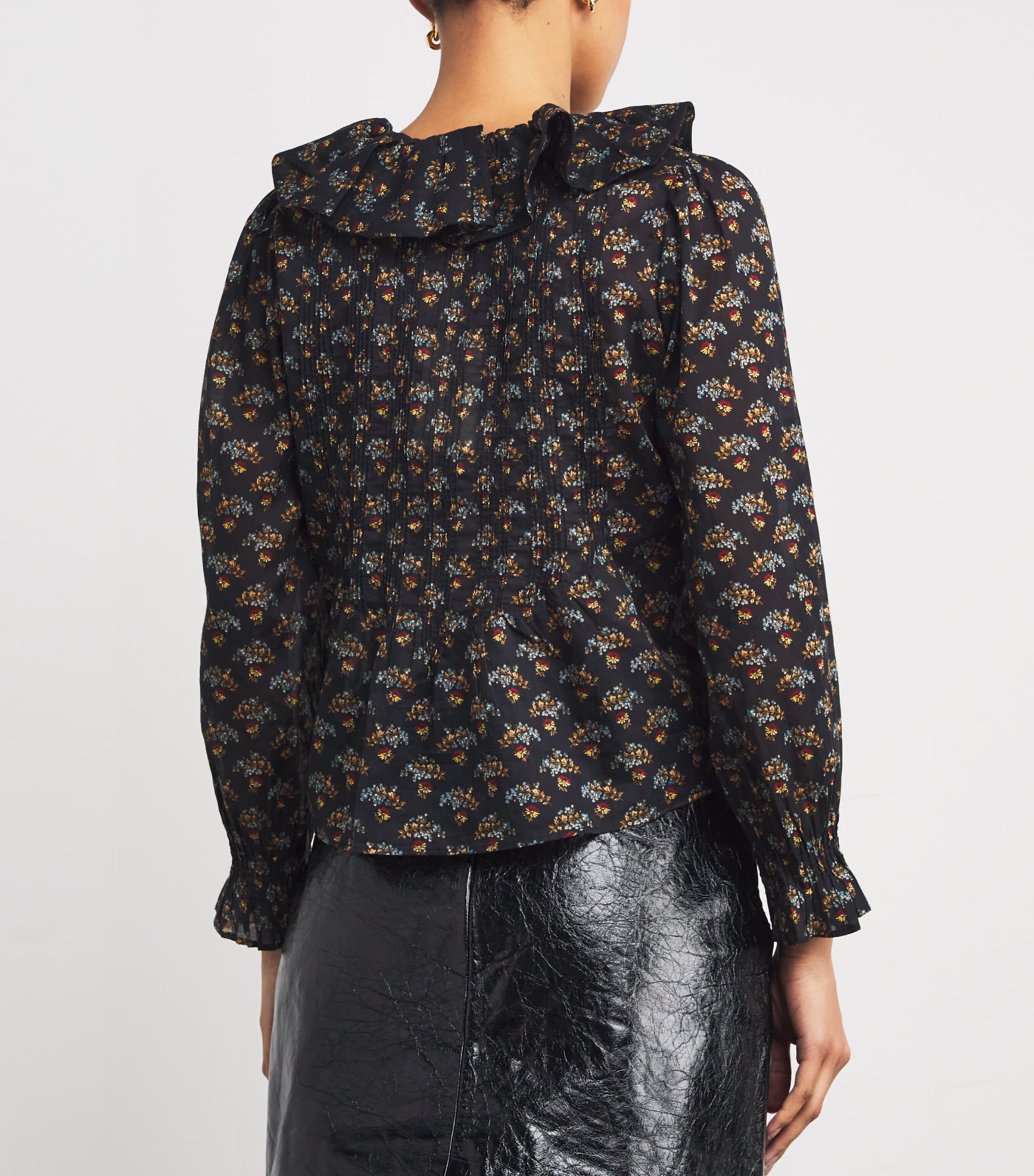 Organic Cotton Voile Ruffled Hardy Blouse DELPHINIUM FLORAL Image 4