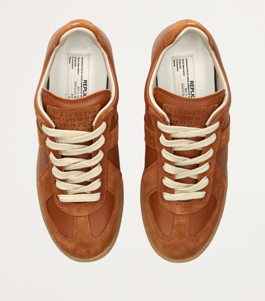 Leather-Suede Replica Sneakers MID BROWN Image 4