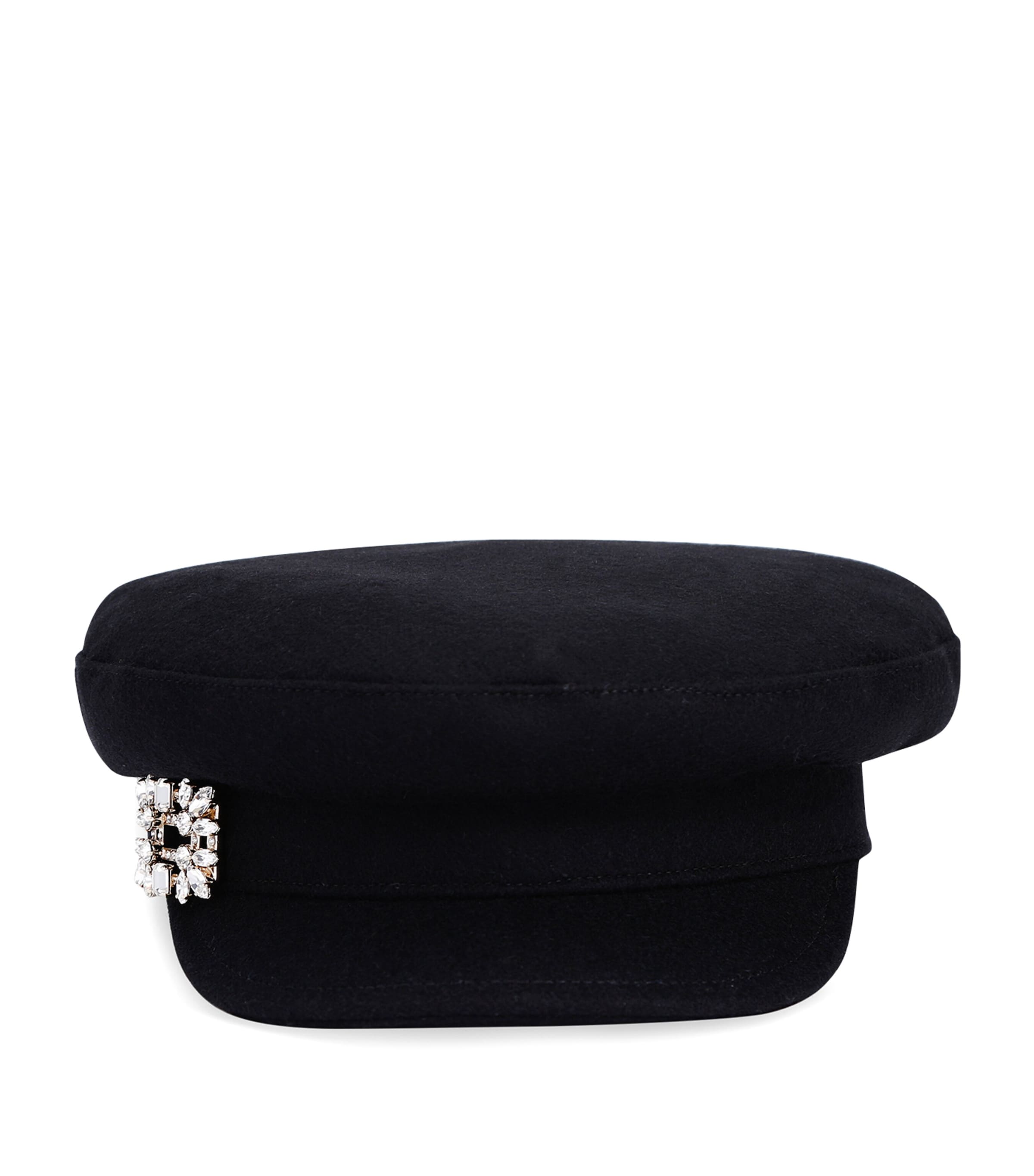 Roger Vivier Embellished Buckle Baker Boy Cap In Blue