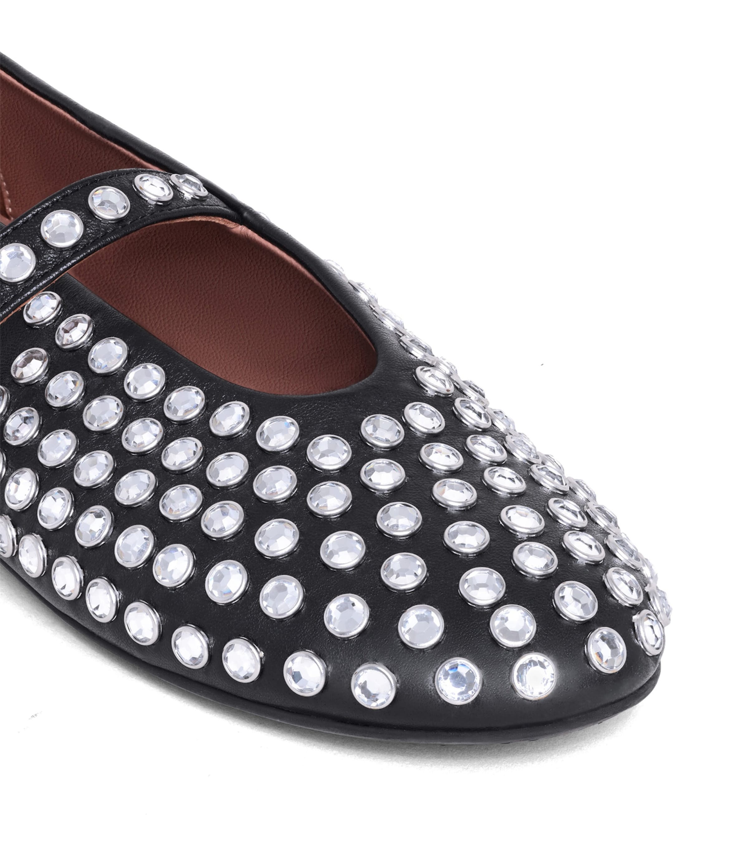 Alaïa Womens Lambskin Embellished Ballet Flats Noir Image 4