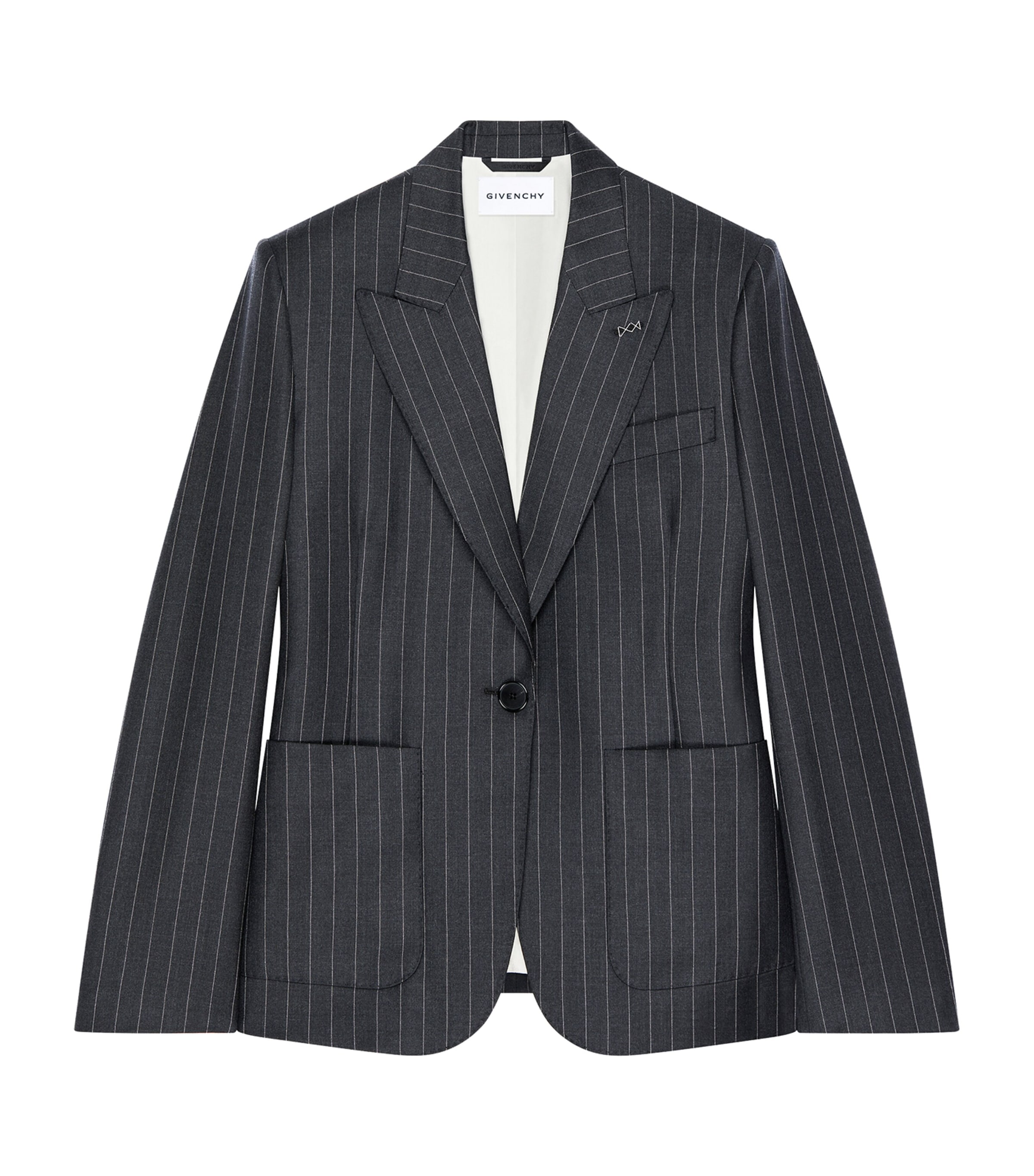 Givenchy Womens Wool Pinstripe Single-Breasted Blazer Image 1