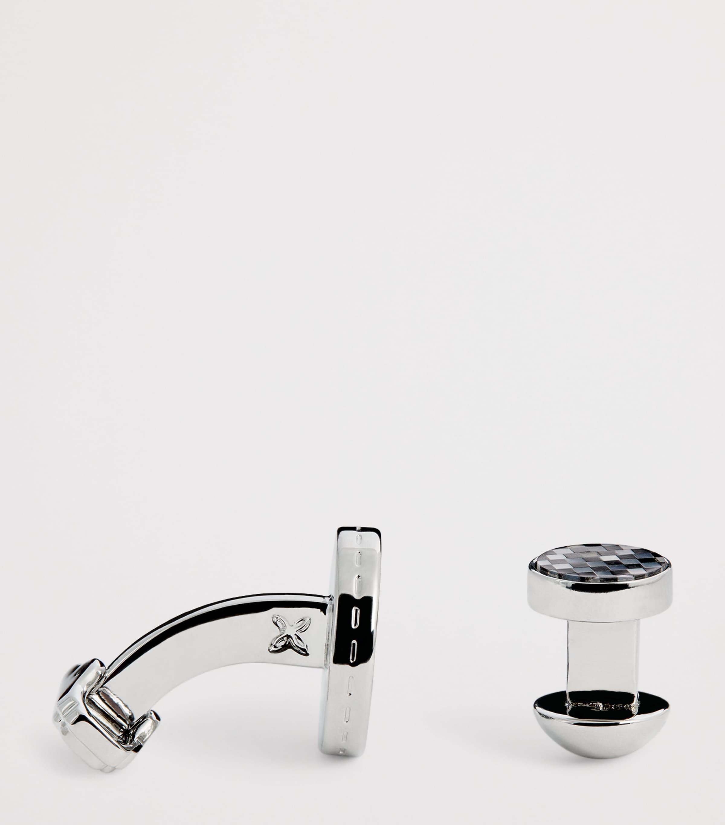 Thompson Onyx Checkerboard Cufflinks and Studs Set BLUE Image 4