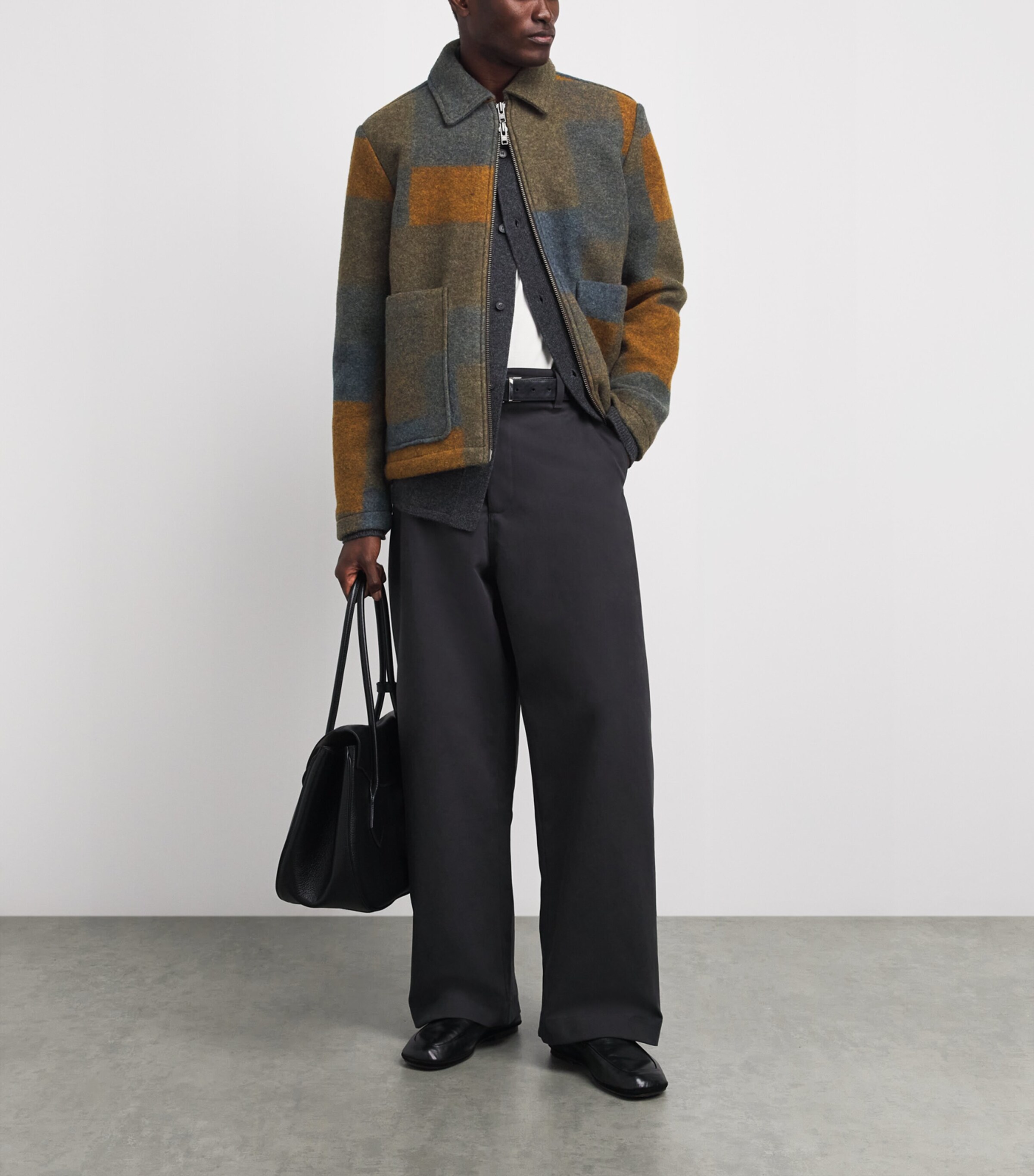 NN.07 Mens Wool-Blend Check Gael Overshirt Brown Check Image 2