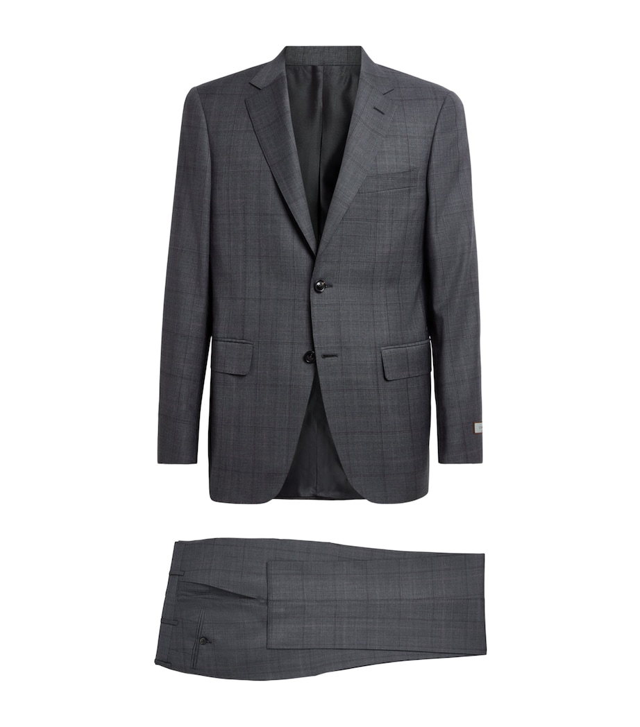 Canali Mens Super 150’s Wool Check 2-Piece Suit Multi Image 1