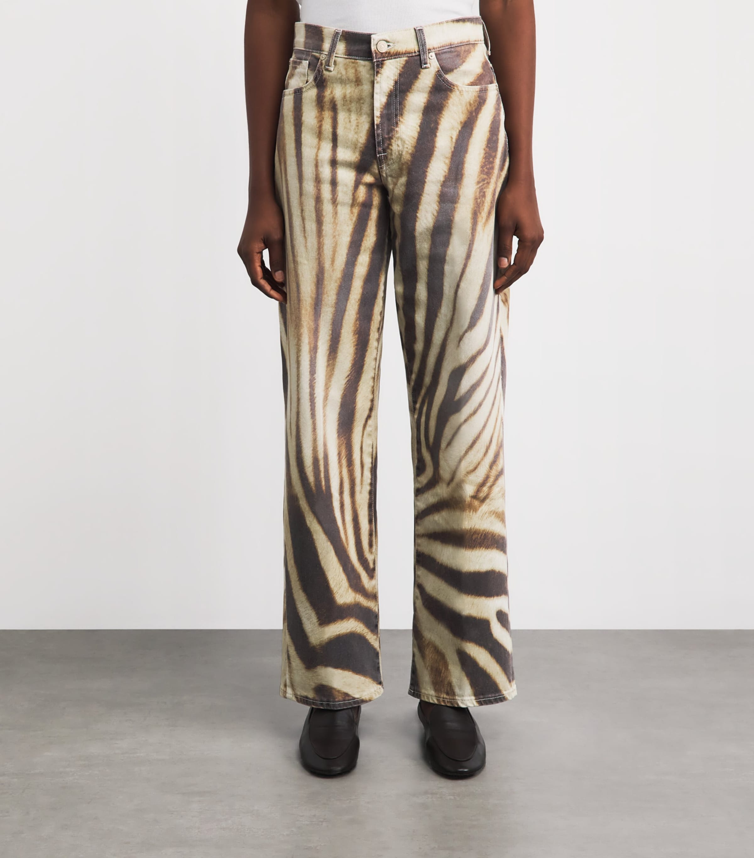 7 For All Mankind Womens Zebra Print Stovepipe Straight Jeans Zebra Luxe Image 4
