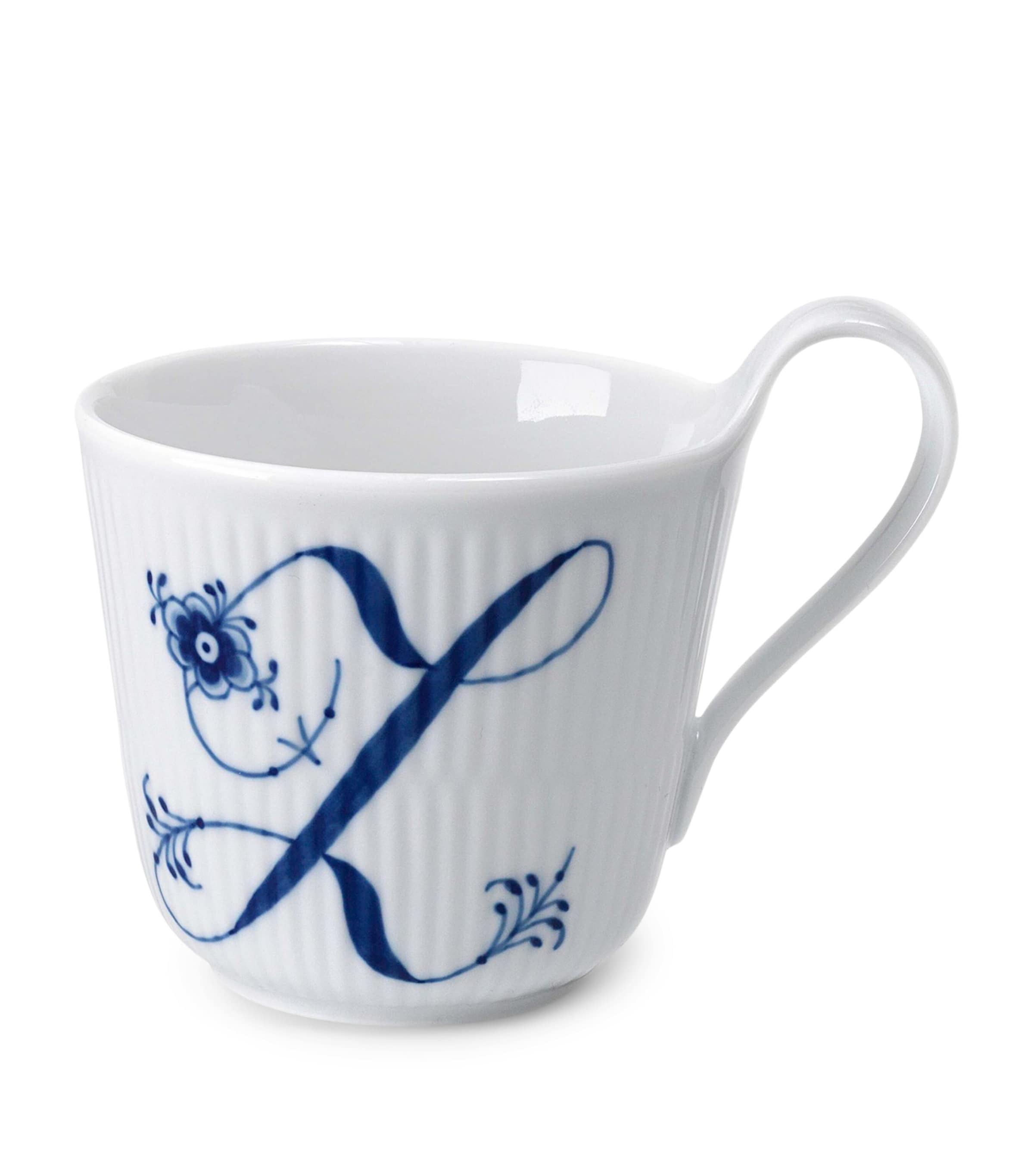 Royal Copenhagen Porcelain Fluted Alphabet Mug In Blue