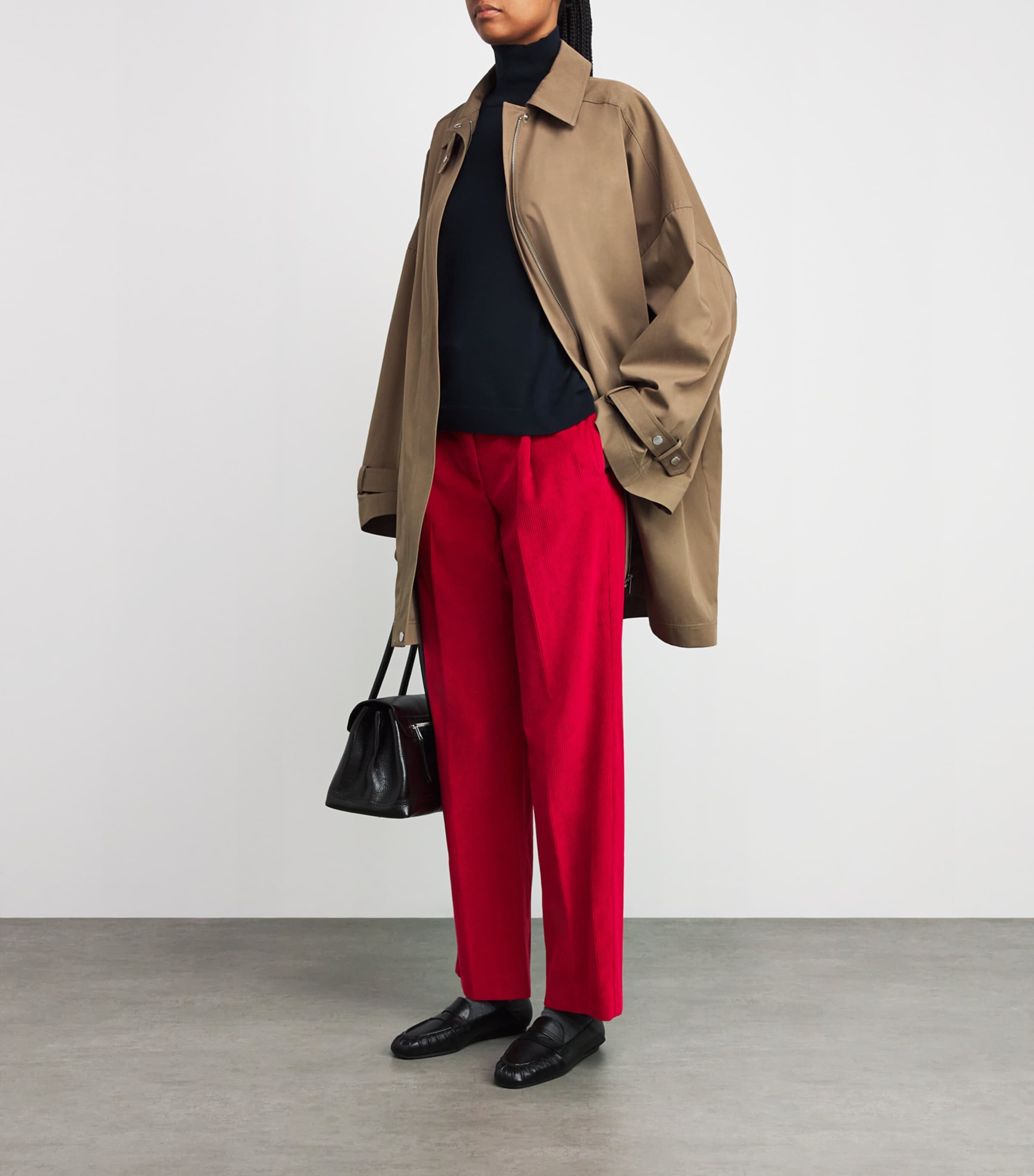 Corduroy Straight Trousers RED Image 2