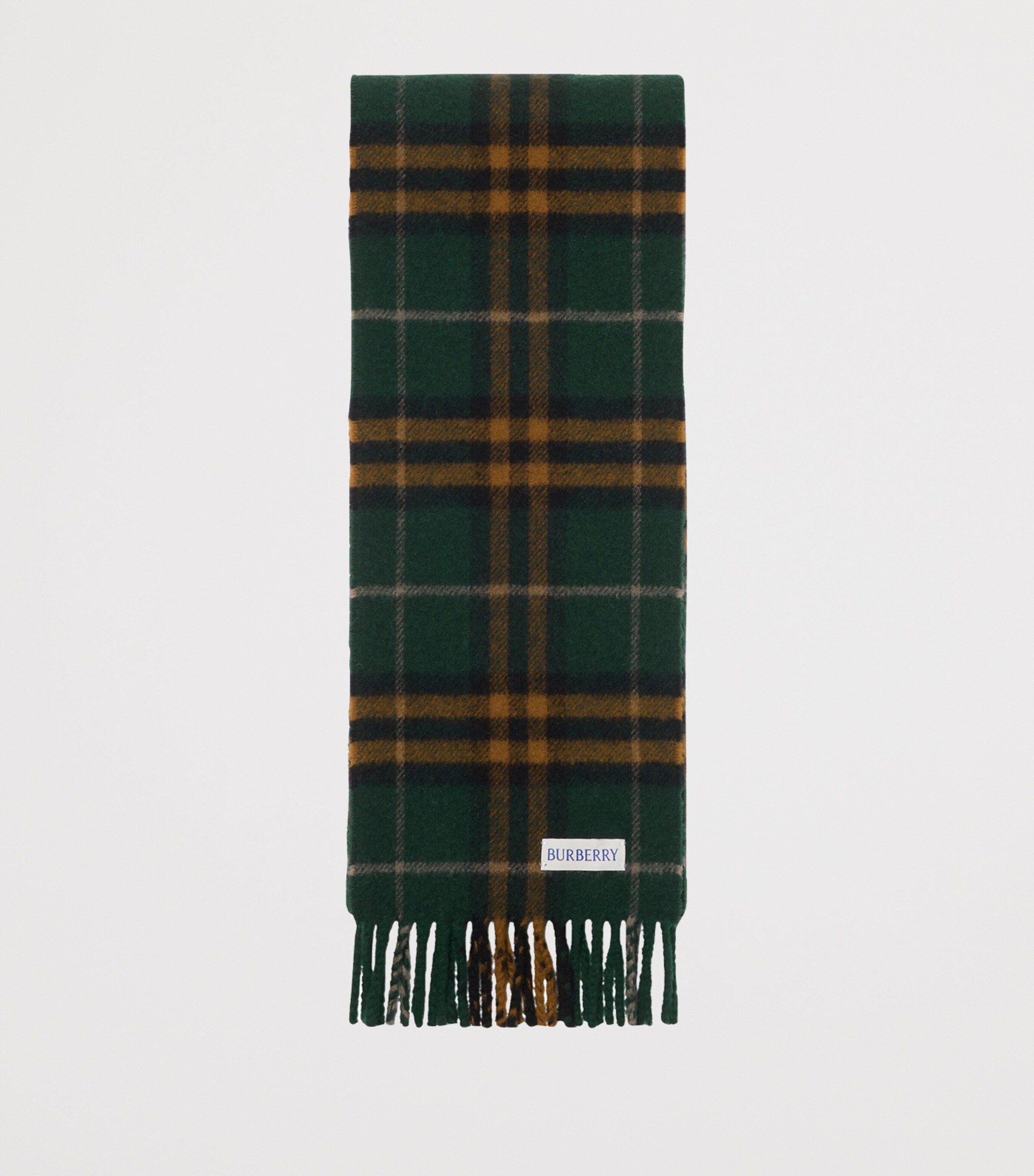 Burberry Cashmere Narrow Check Scarf Brigade Green Image 2