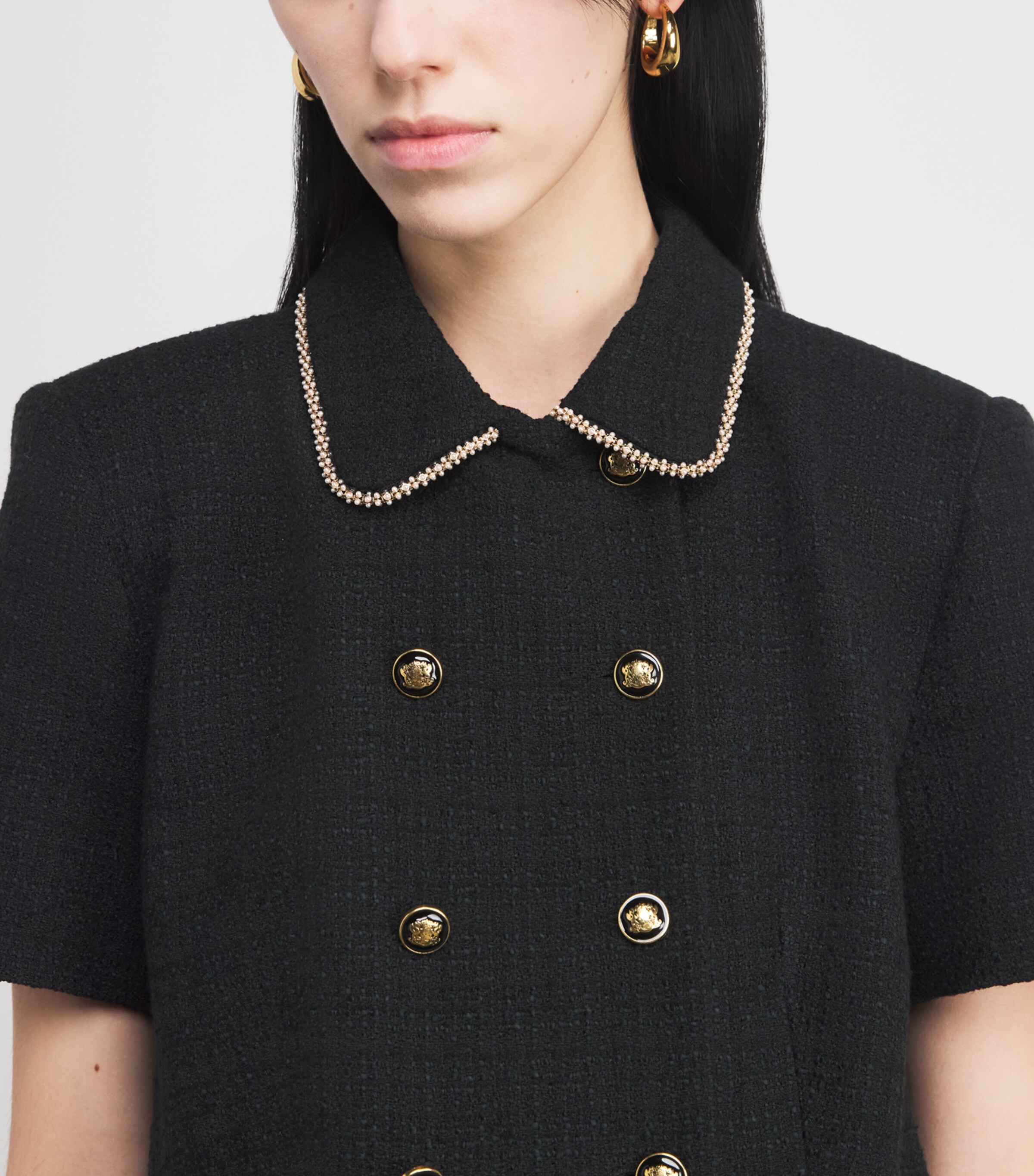 Tweed Buttoned Mini Dress BLACK Image 4