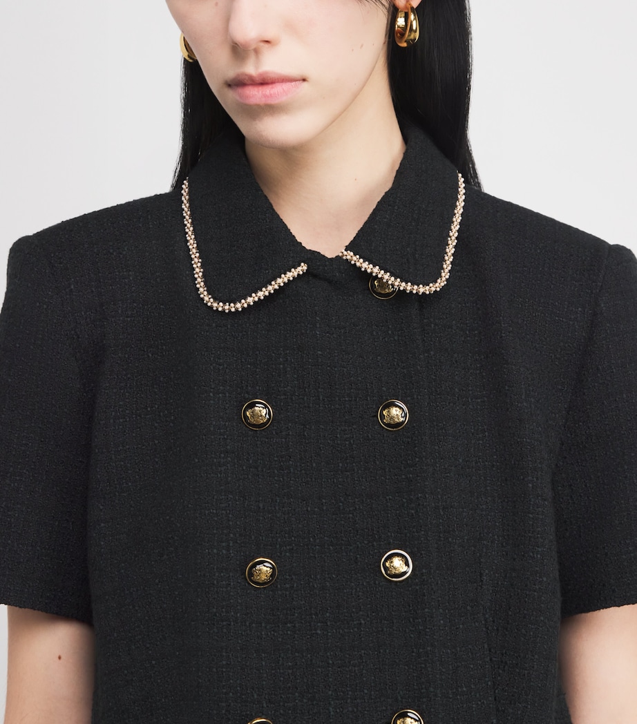 Tweed Buttoned Mini Dress BLACK Image 4