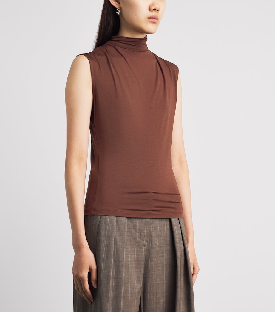 ME+EM Womens Sleeveless Draped Top Pecan Brown Image 4