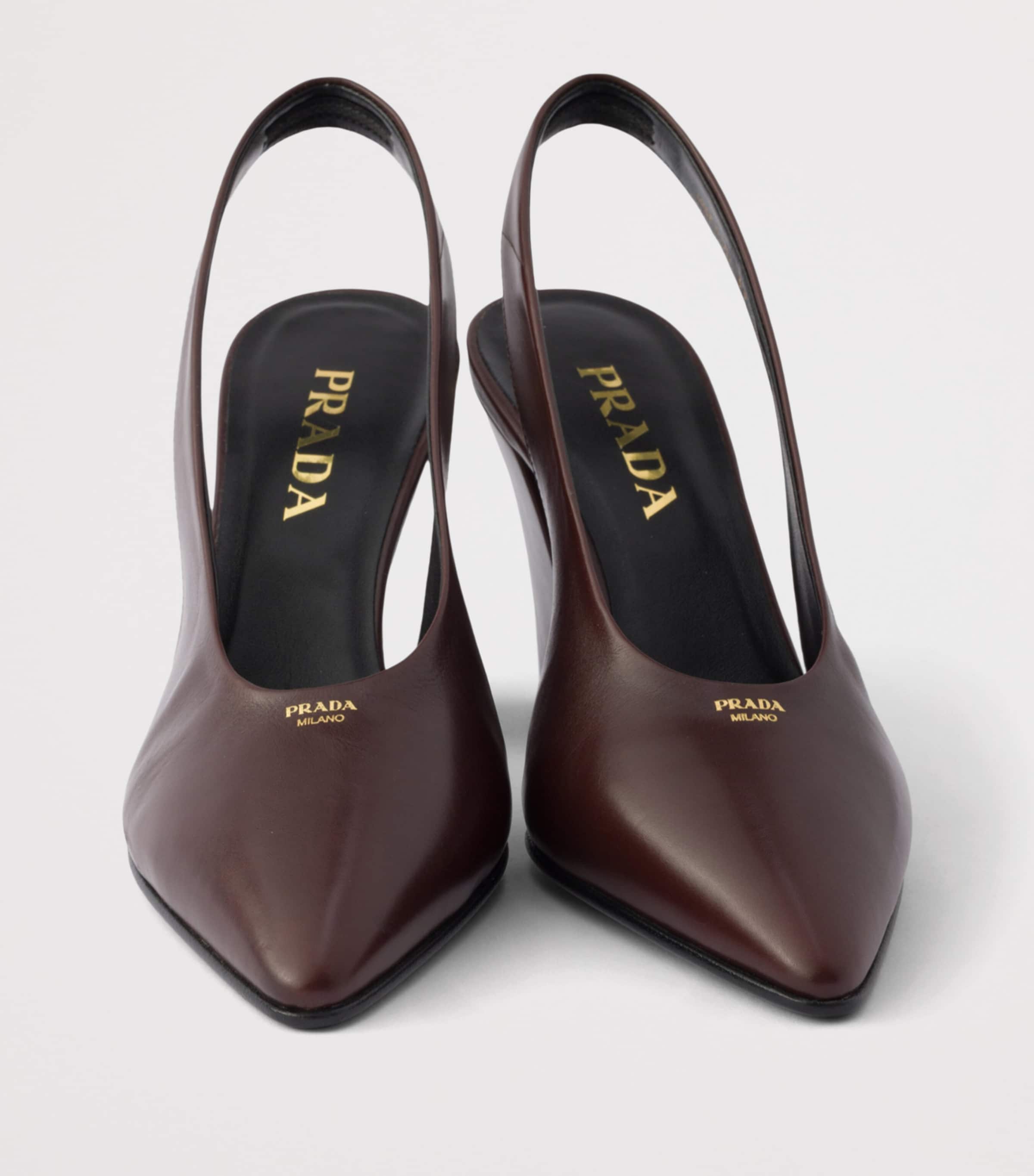 Prada Leather Slingback Pumps 85 Brown Image 6