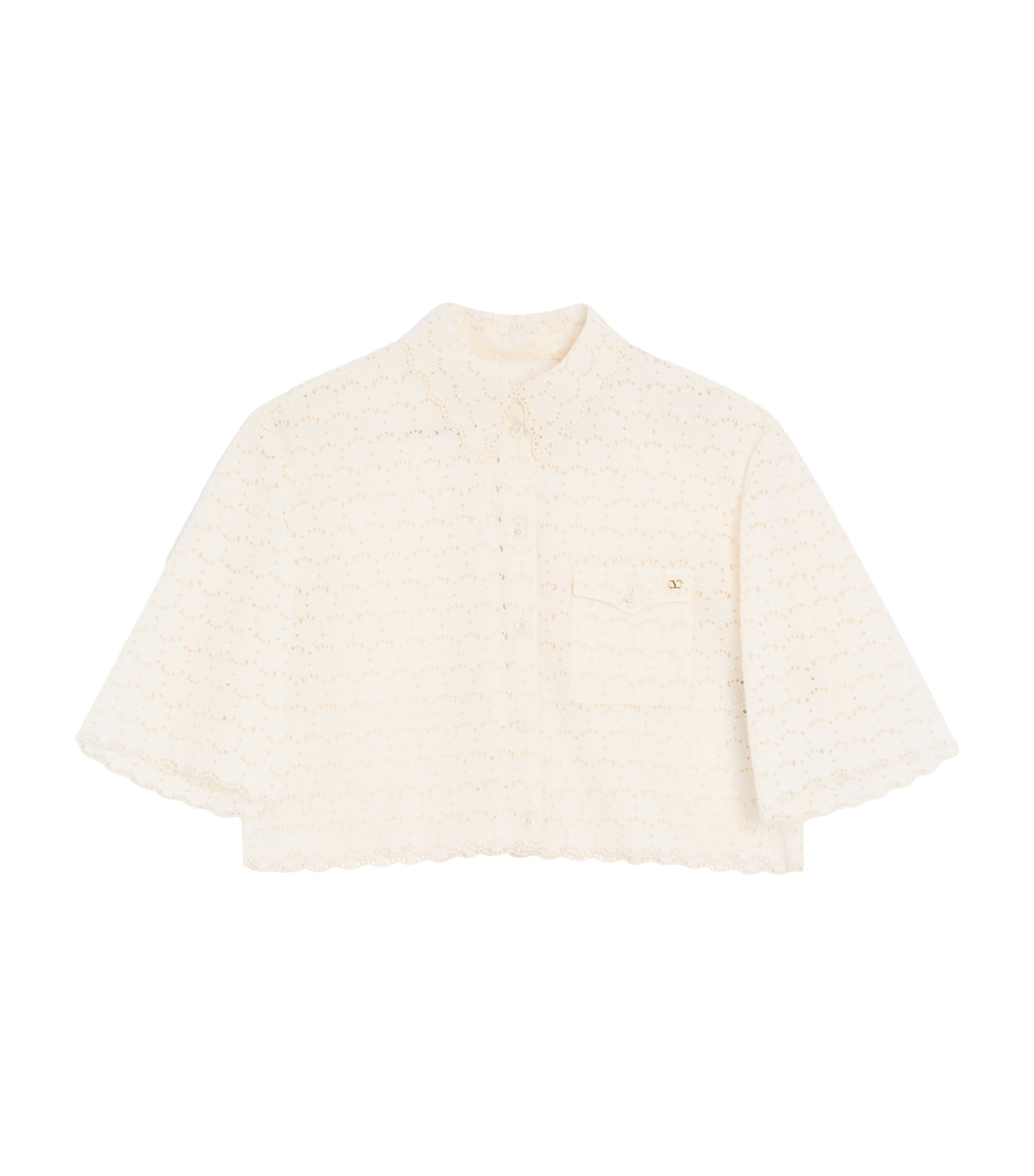 Valentino Womens Cropped Broderie Anglaise Shirt Cbg Image 1