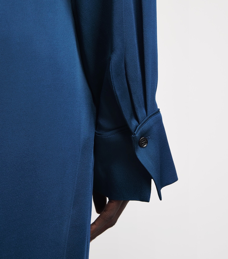 Victoria Beckham Womens Pyjama Wrap Blouse Dark Ocean Image 3