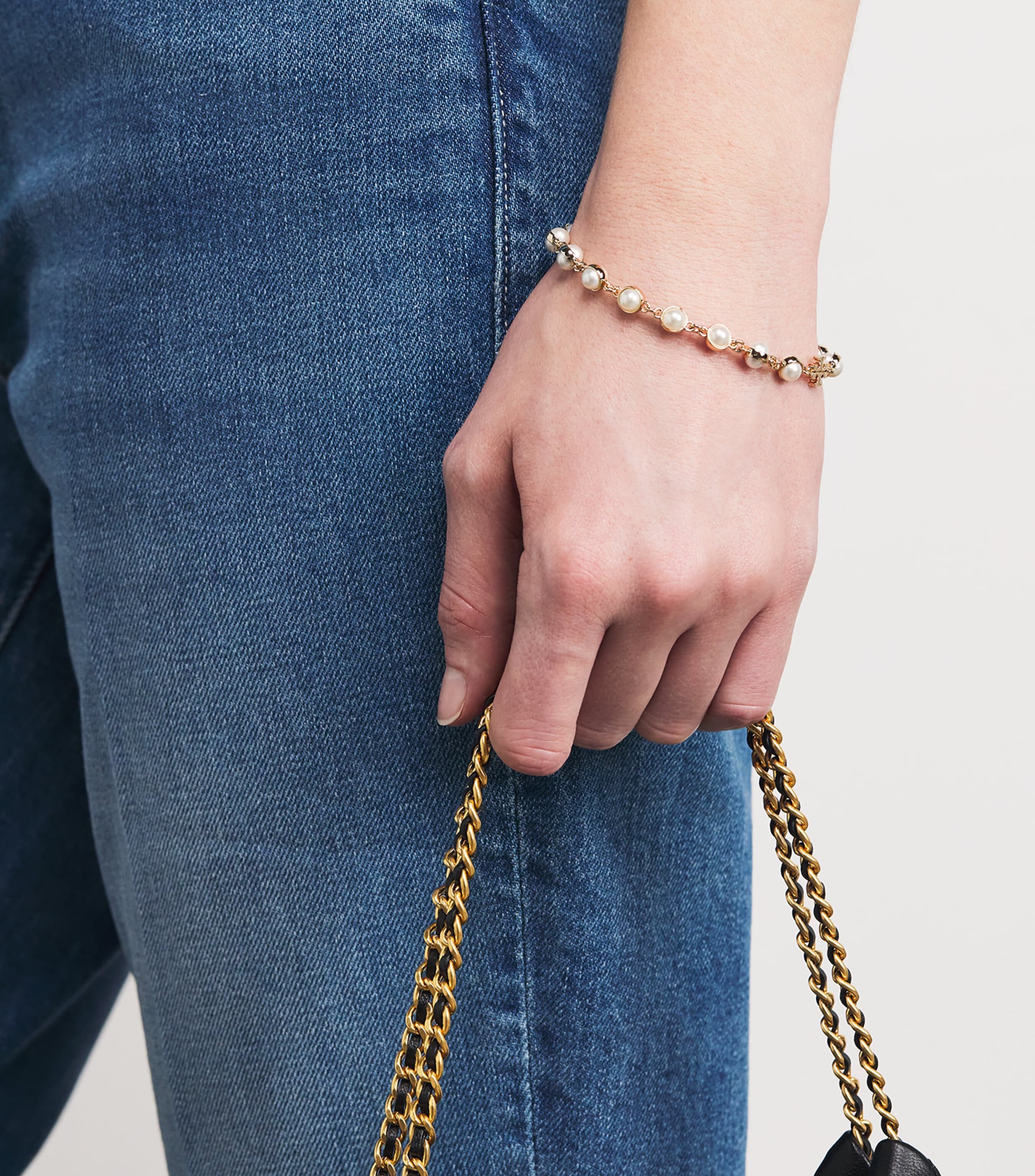 Pearl Chain Bracelet LIGHT BRASS / IVORY Image 2