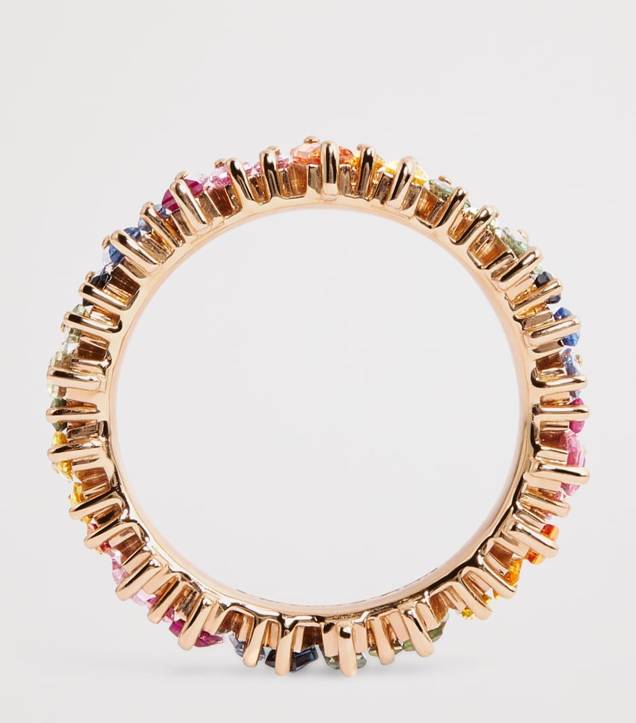Suzanne Kalan Rose Gold and Rainbow Sapphire Bold Eternity Ring Rg/rs Image 5