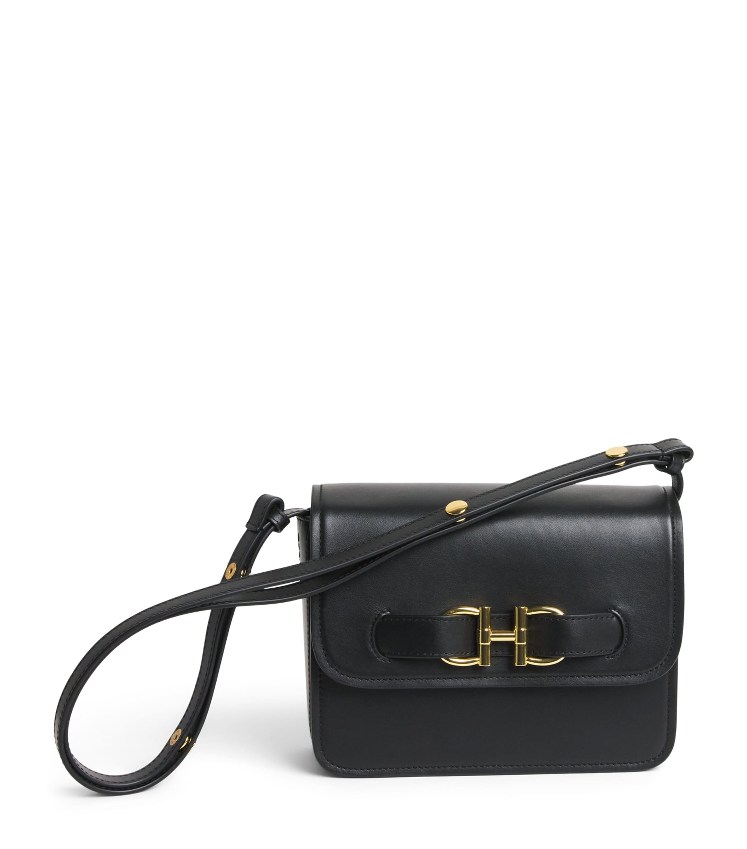 Harrods Leather Snaffle Cross-Body Bag Black Image 1