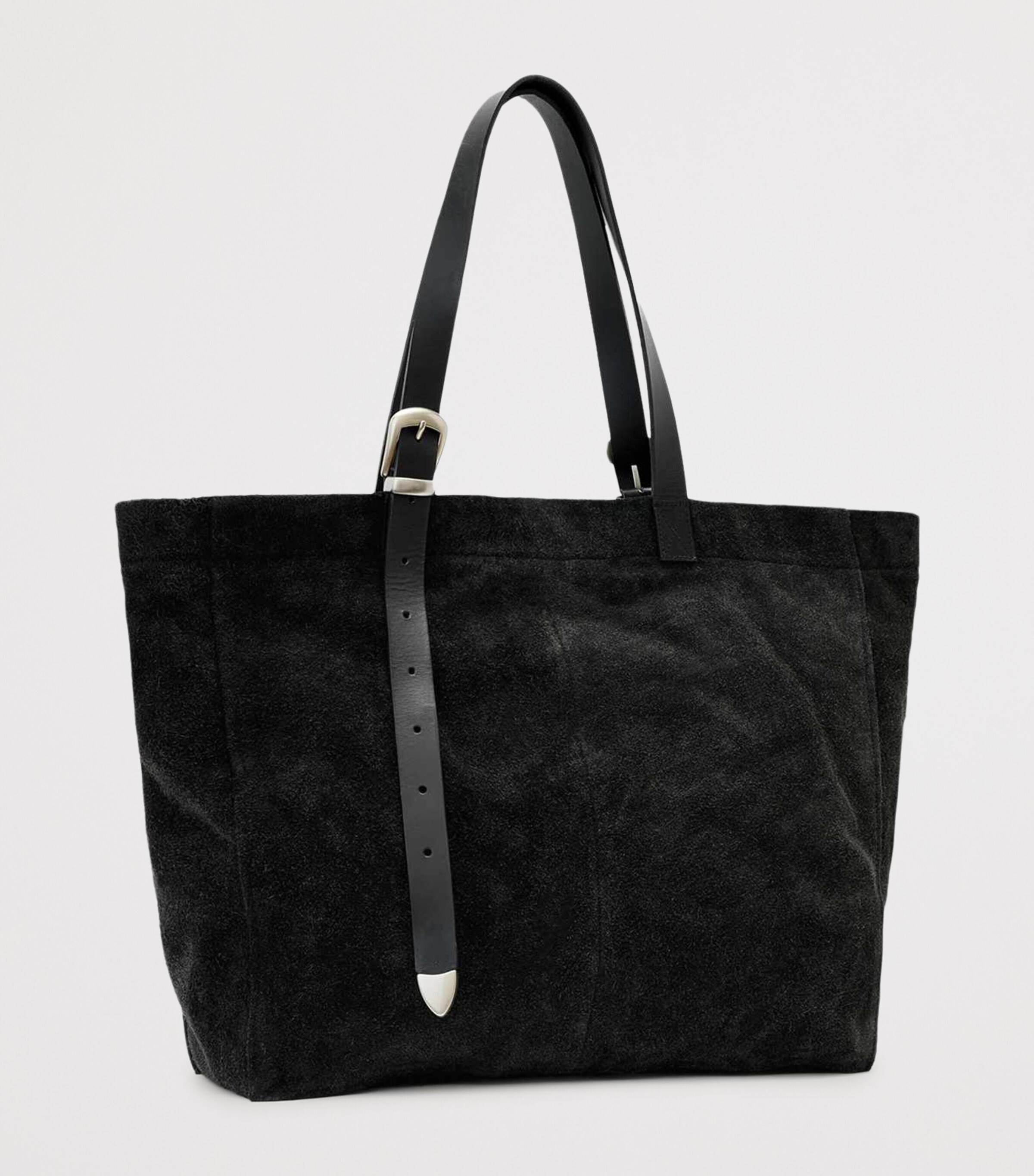 AllSaints Large Suede Haven Tote Bag Black Image 6