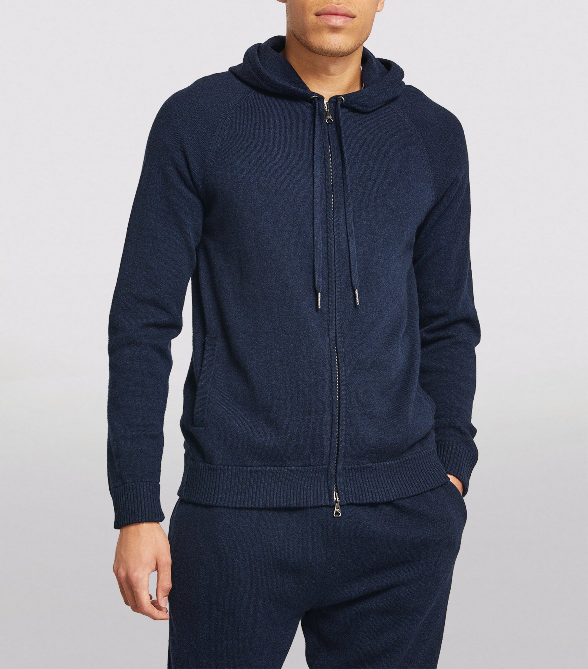 Cashmere Zip-Up Hoodie NAV-BLUE Image 3