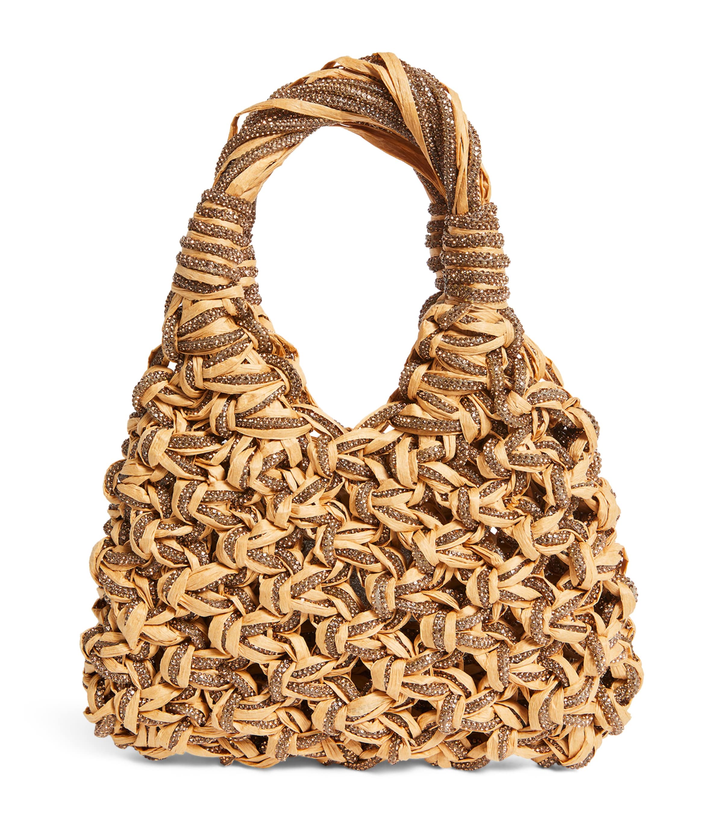 HIBOURAMA CRYSTAL-TRIM VANNIFIQUE WOVEN BAG 