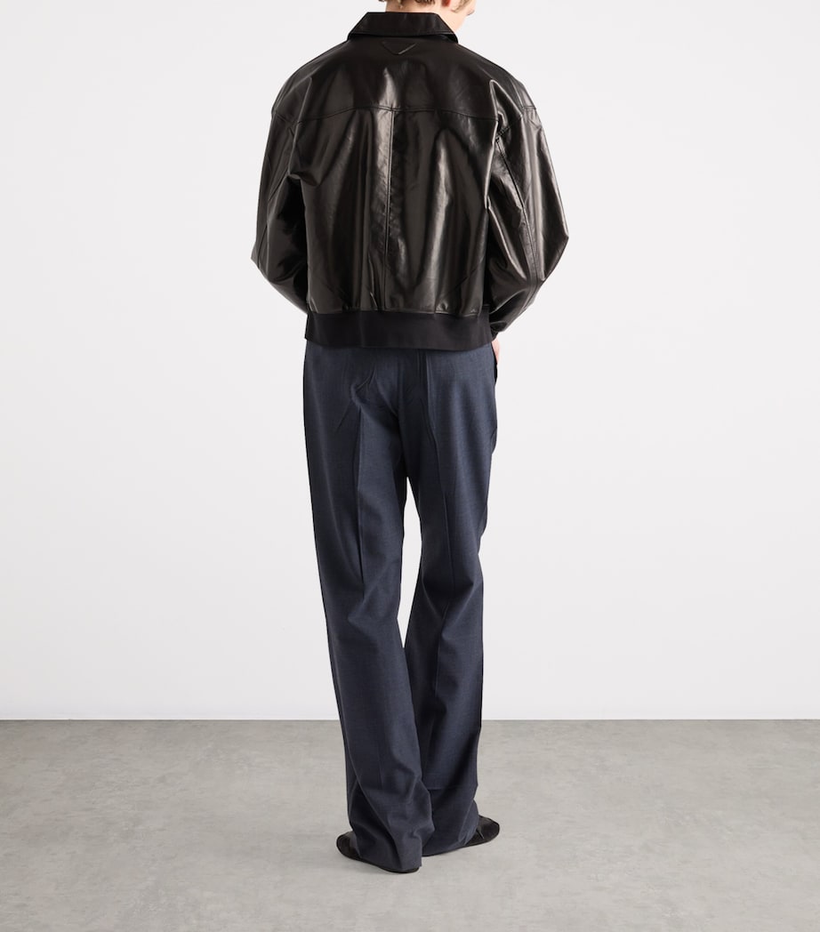 Leather Bomber Jacket F049N Image 5