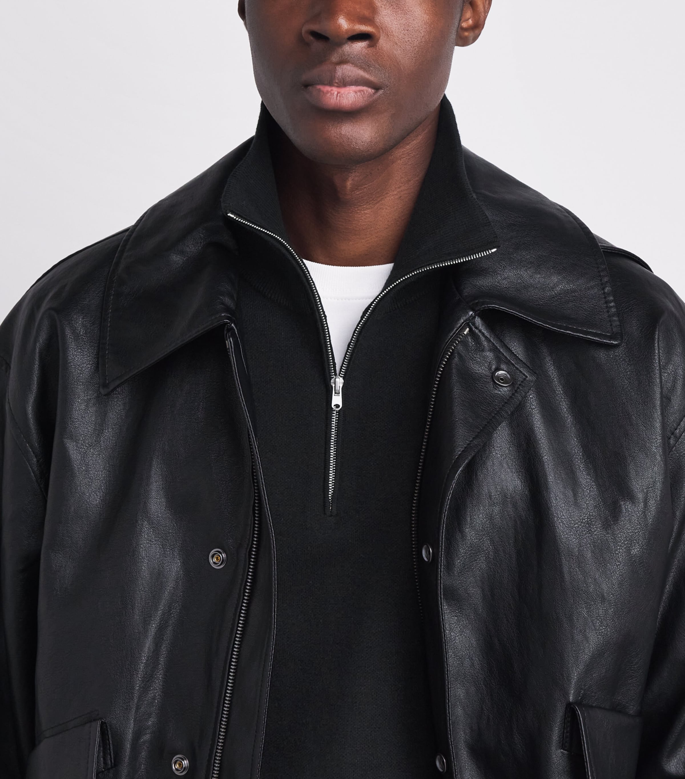 Sandro Paris Mens Wool Half-Zip Sweater Black Image 3