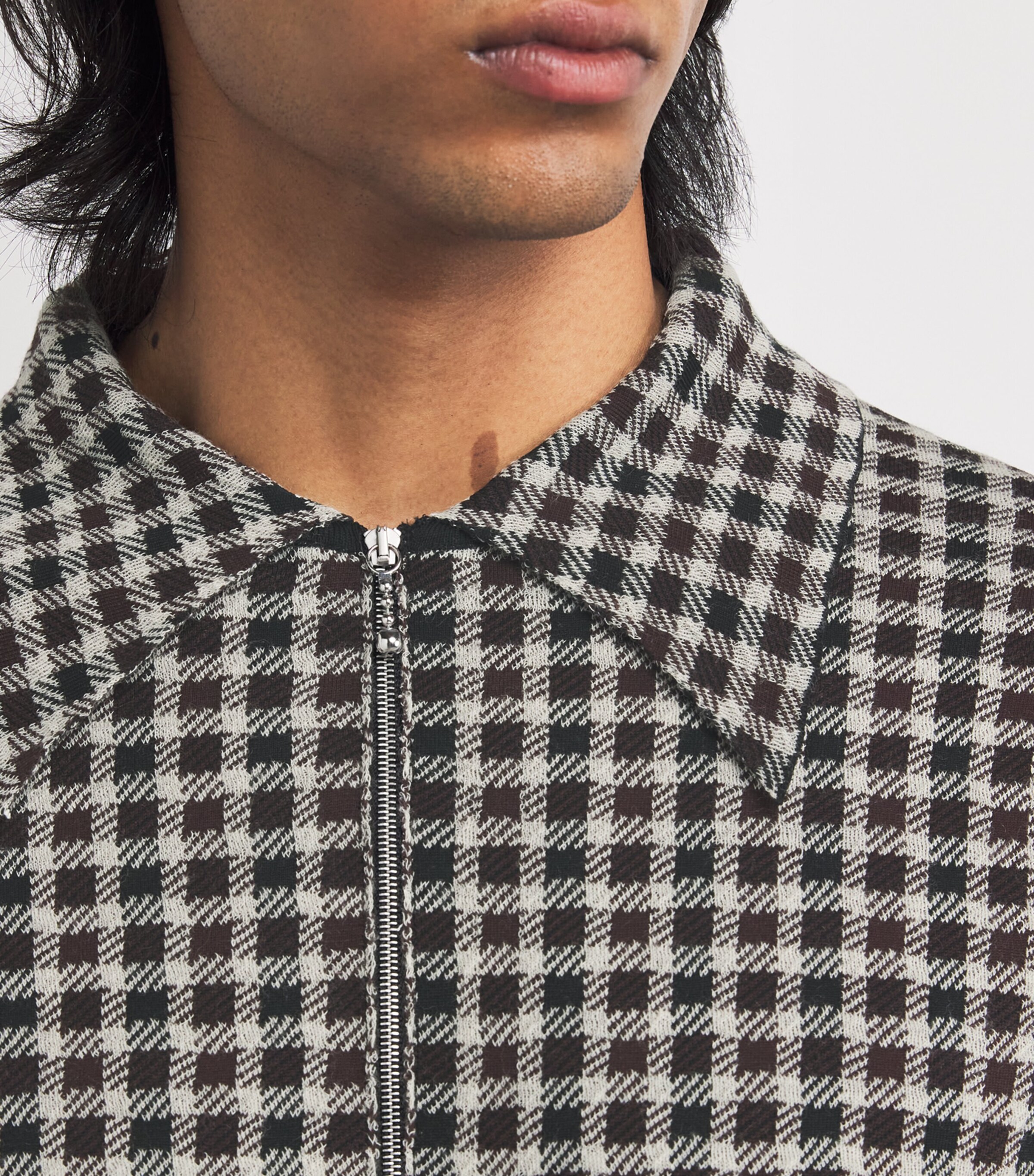 Jil Sander Mens Knitted Check Shirt Dark Grey Image 6