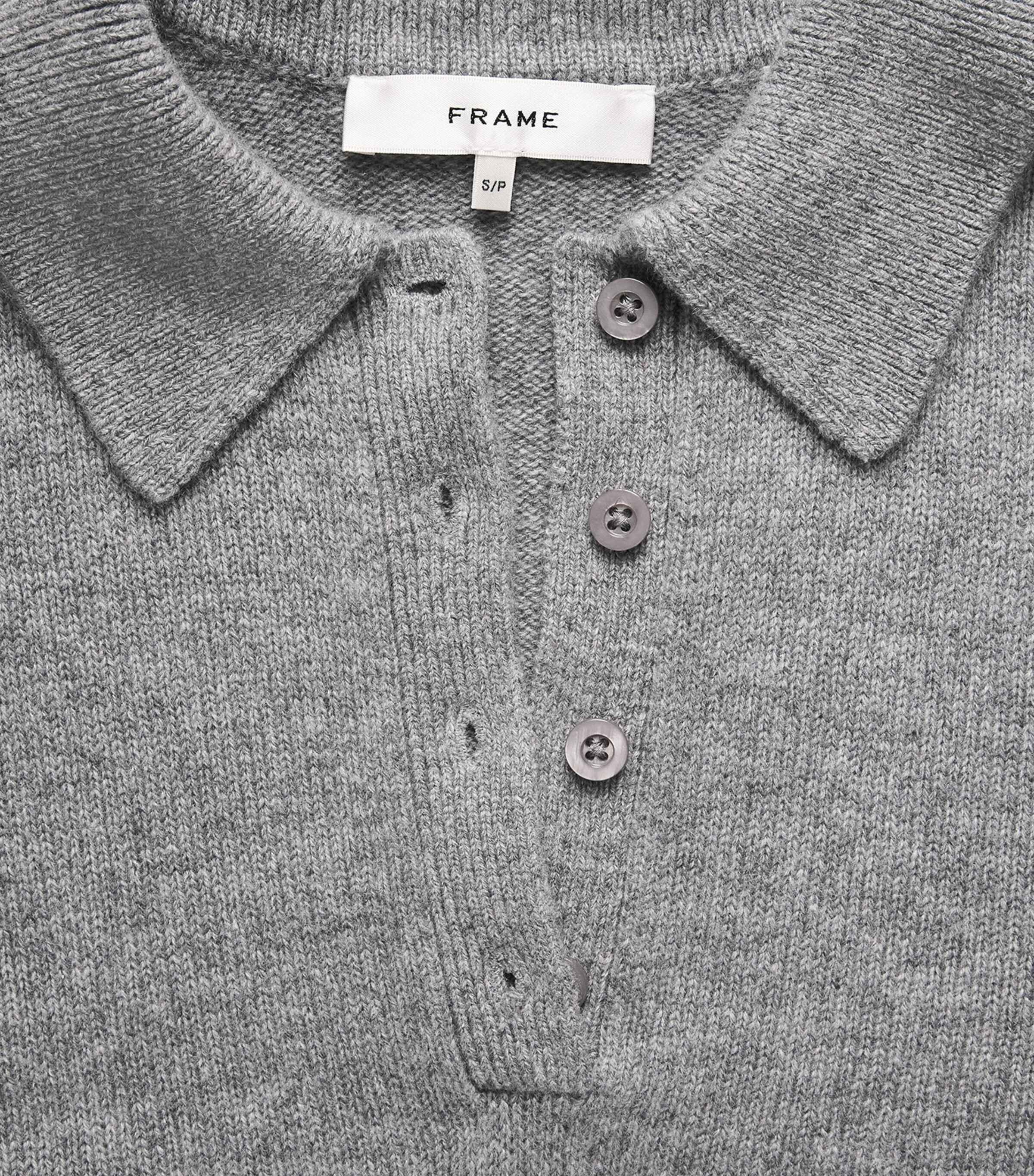 FRAME Womens Cashmere The Academy Polo Shirt Graphite Grey Image 6