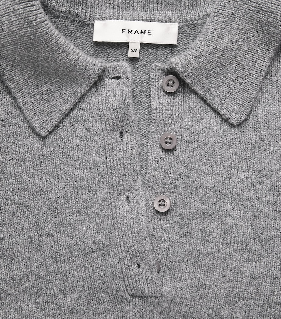 FRAME Womens Cashmere The Academy Polo Shirt Graphite Grey Image 6