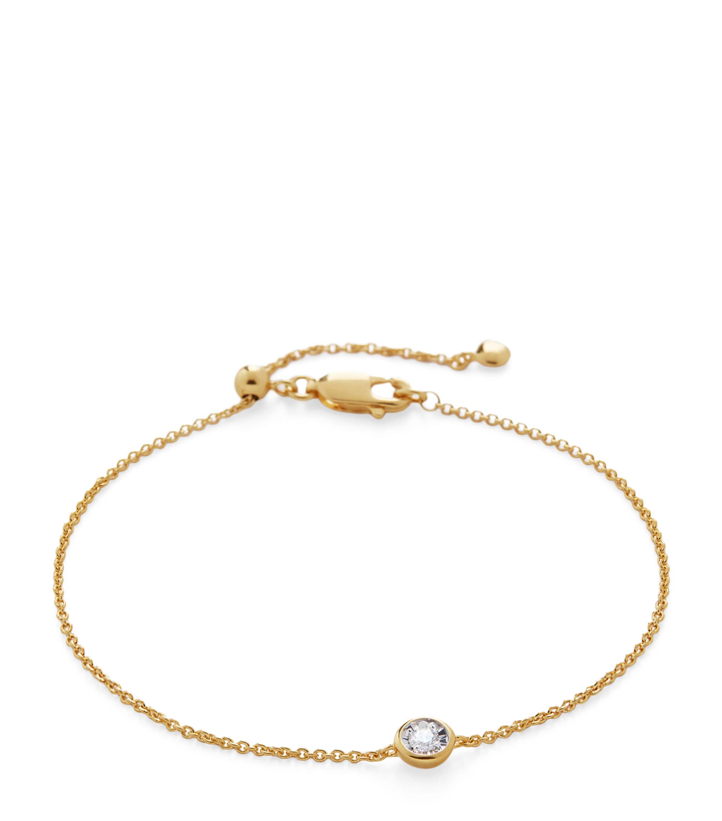 Monica Vinader Gold Vermeil And Diamond Essentials Solitaire Chain Bracelet In Gold