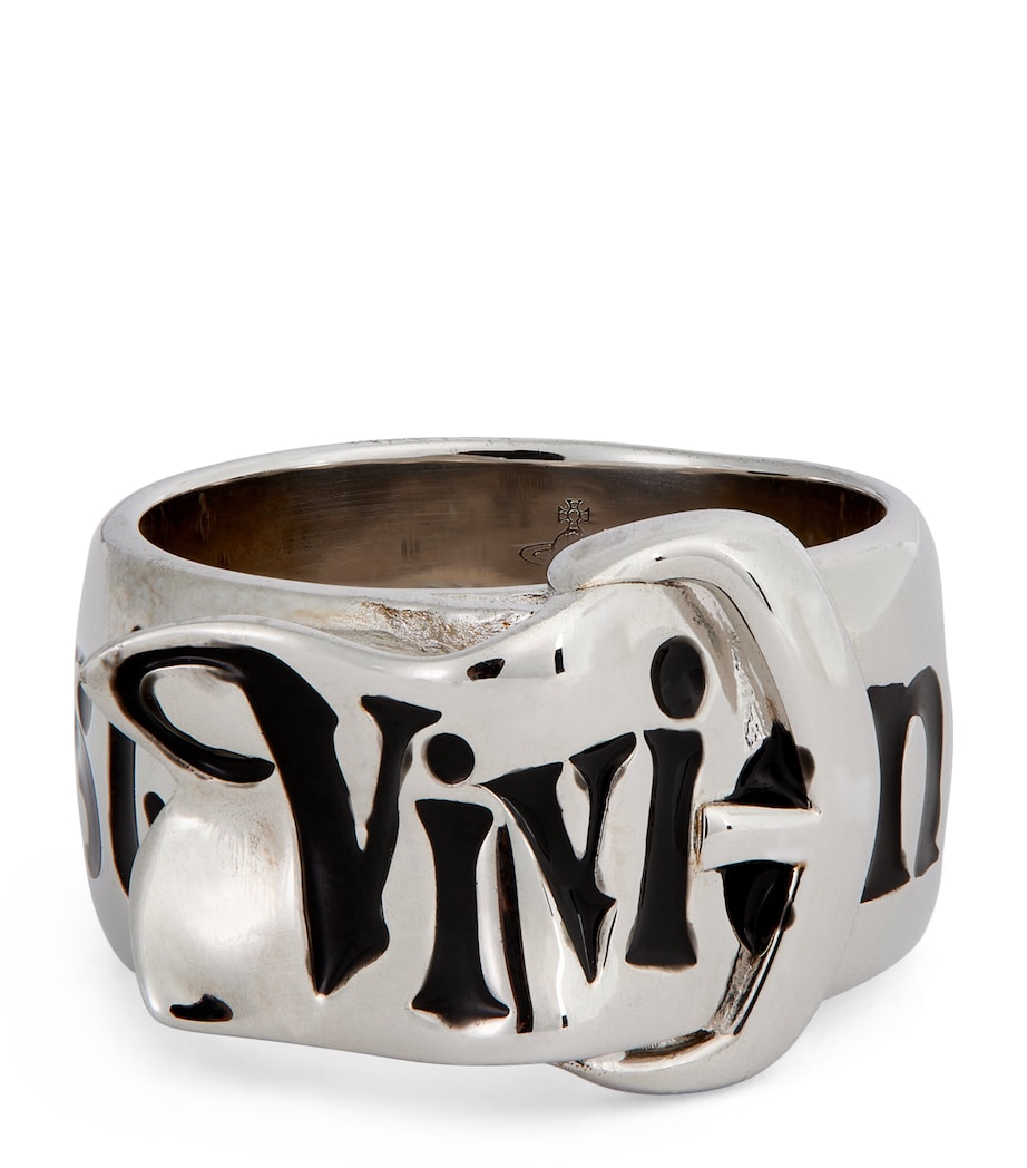 Silver Belt Ring P107- PLATINUM/BLACK Image 1