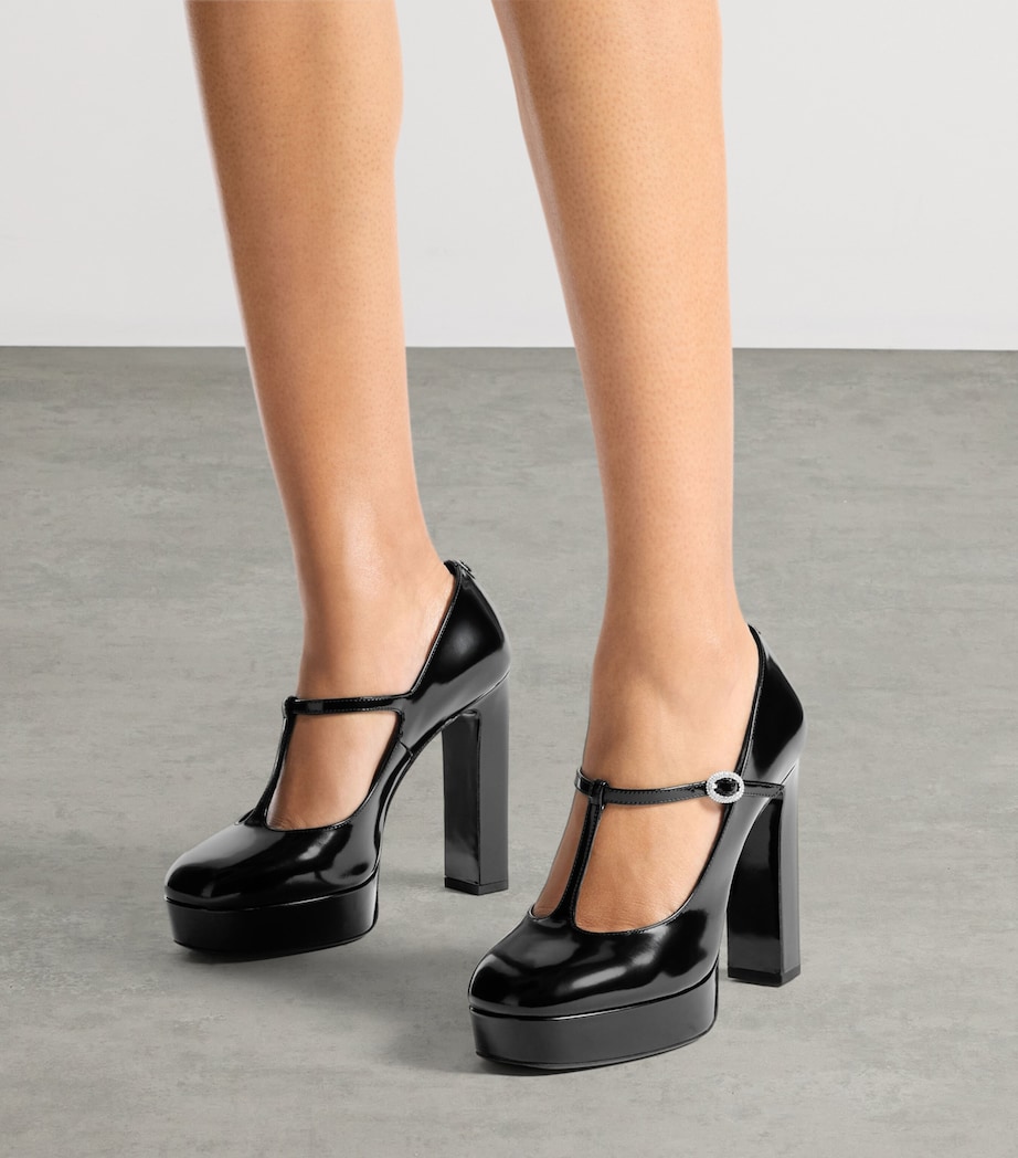 Marene 120 Leather Mary Jane Pumps BLACK/CRYSTAL Image 2