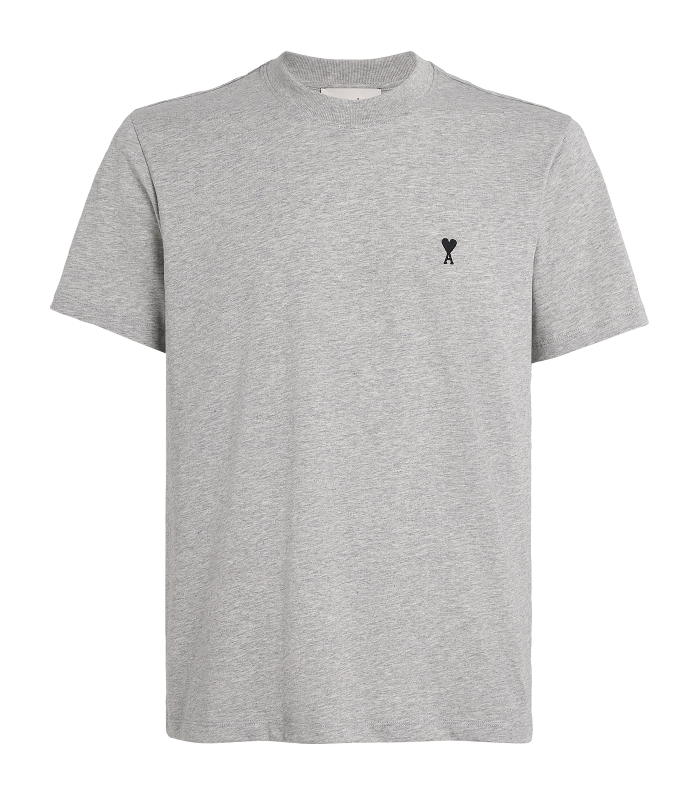 Ami Alexandre Mattiussi Ami De Coeur T-shirt In Organic Cotton Jersey In Gray