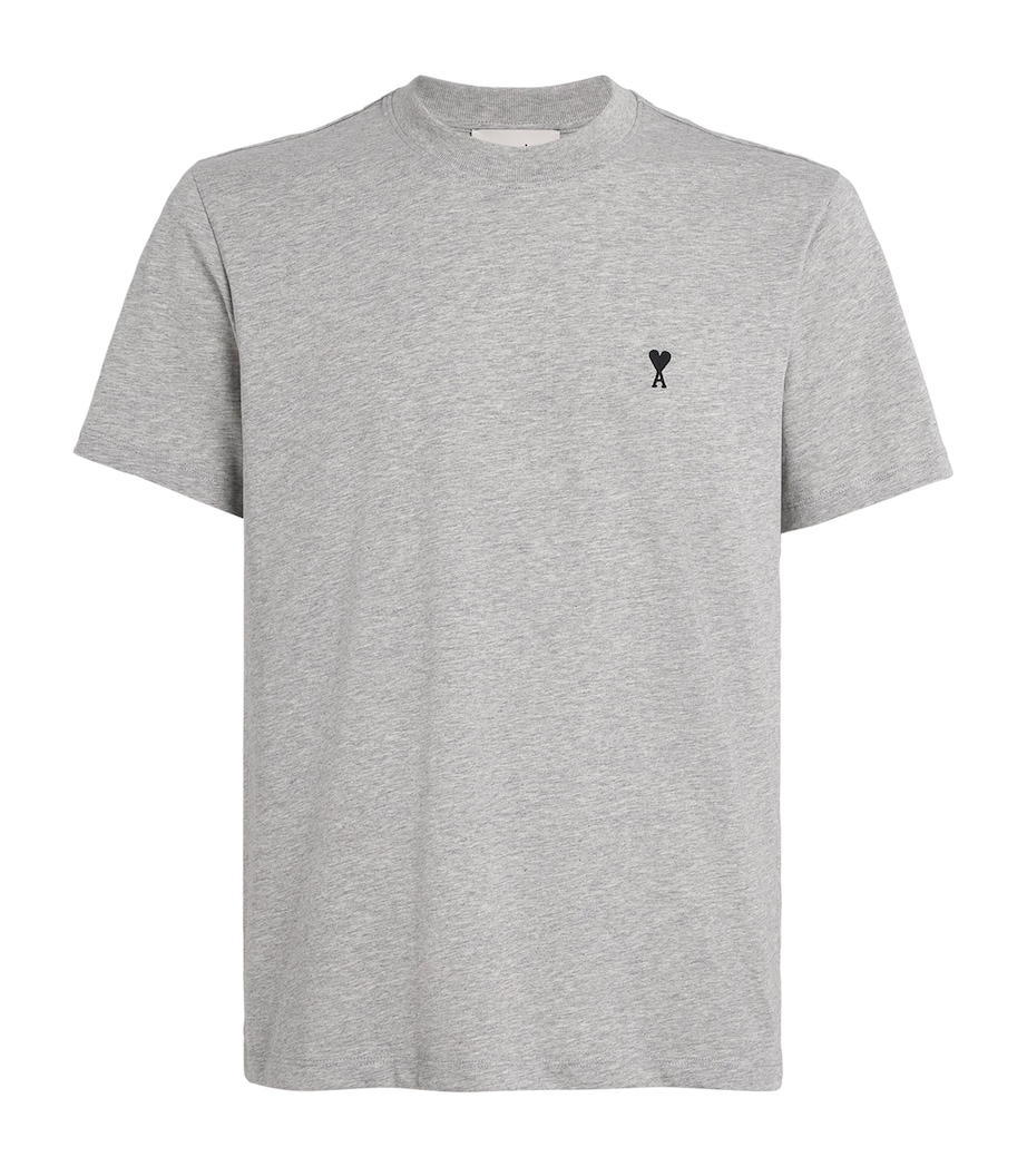 Cotton Embroidered Ami De Coeur T-Shirt 0951 - GRIS CENDRE CHINE Image 1