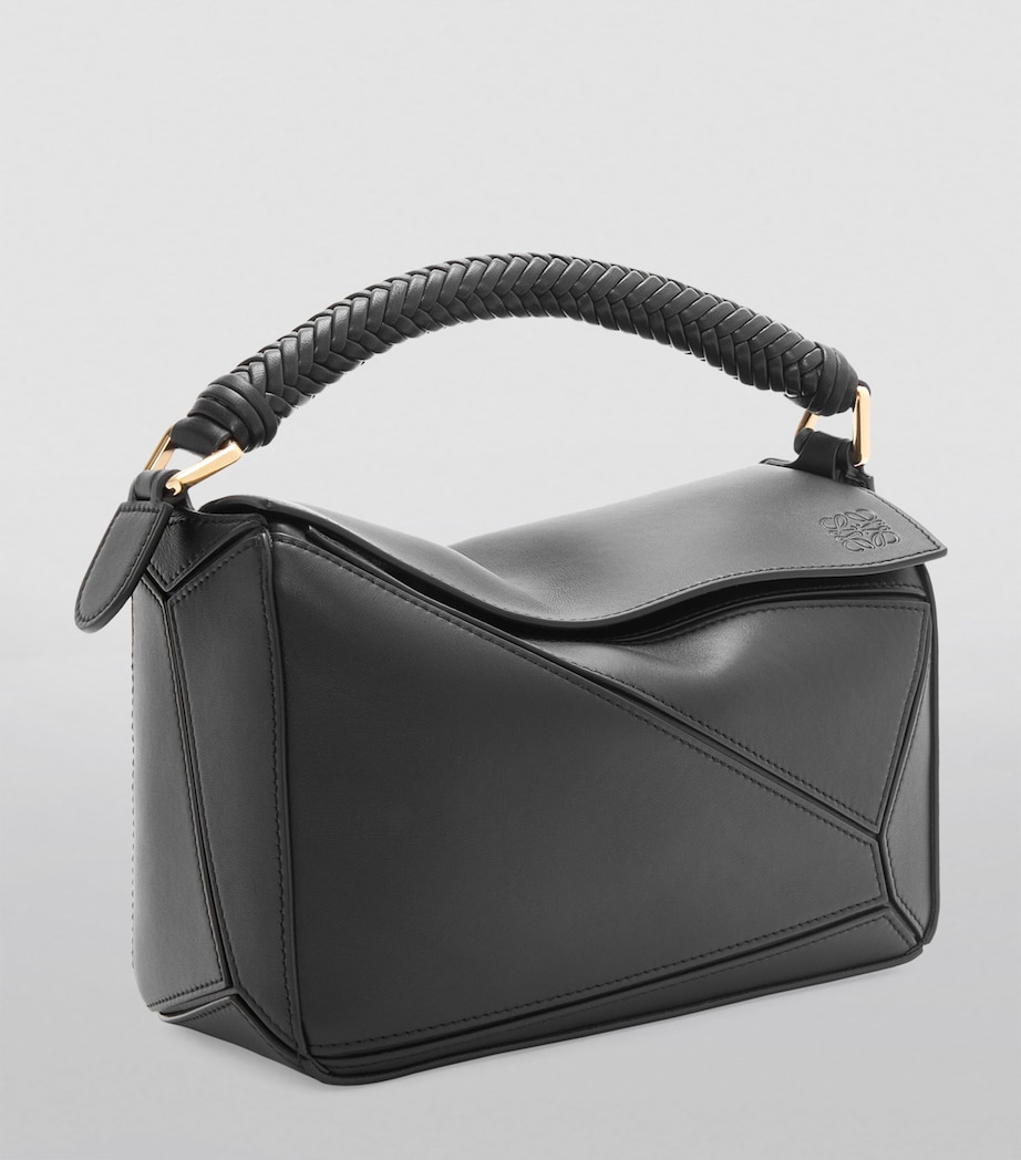 Small Leather Puzzle Top-Handle Bag BLACK Image 9