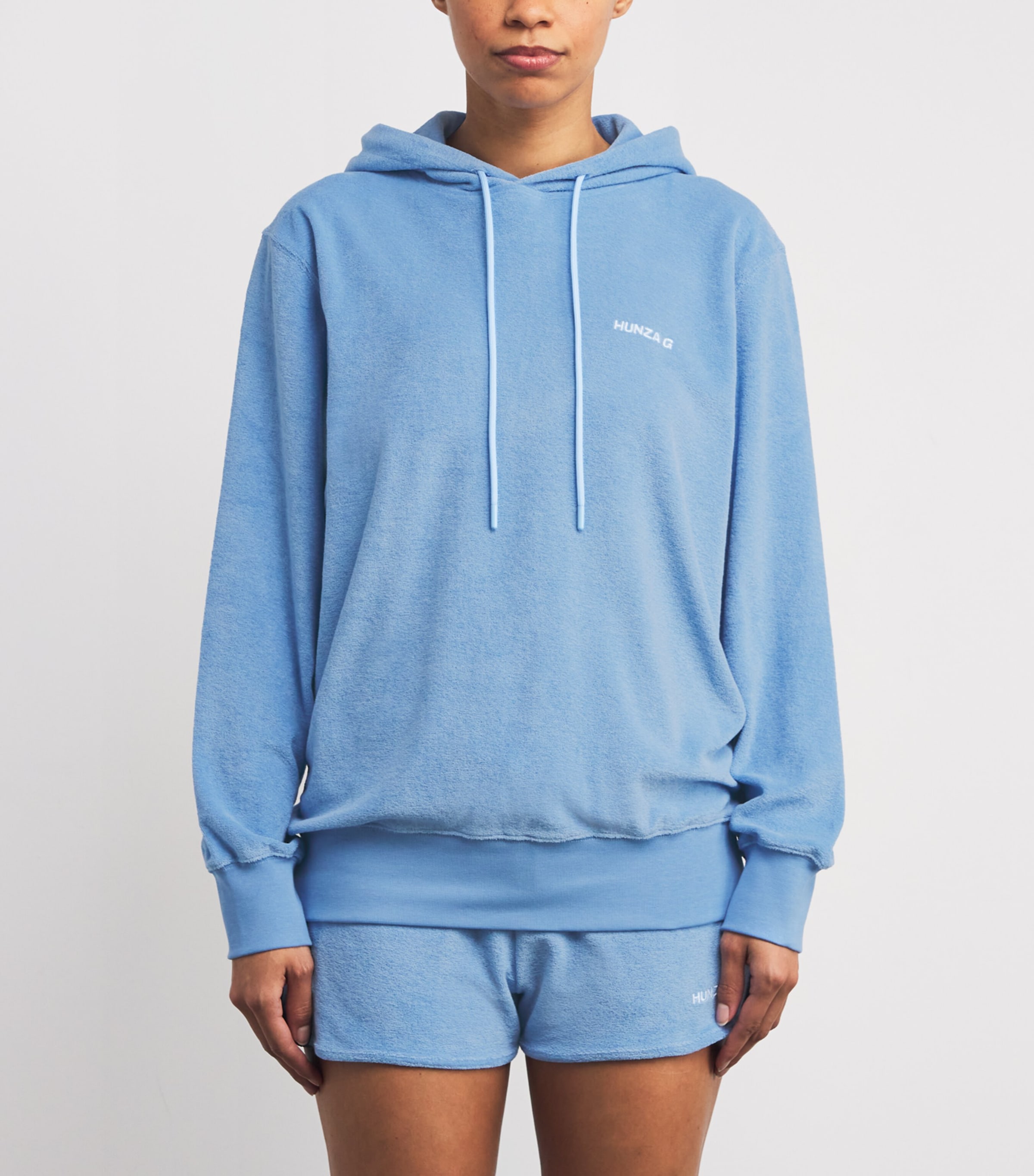 Cotton Terry Towelling Hoodie CORNFLOWER Image 3