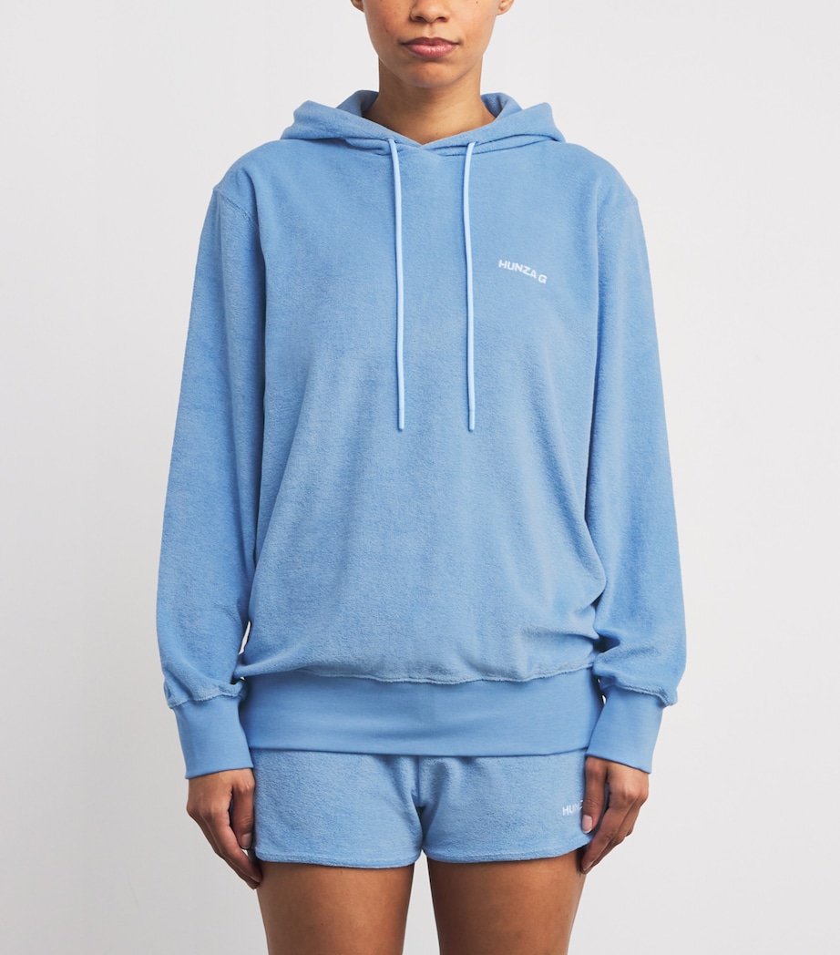 Cotton Terry Towelling Hoodie CORNFLOWER Image 3