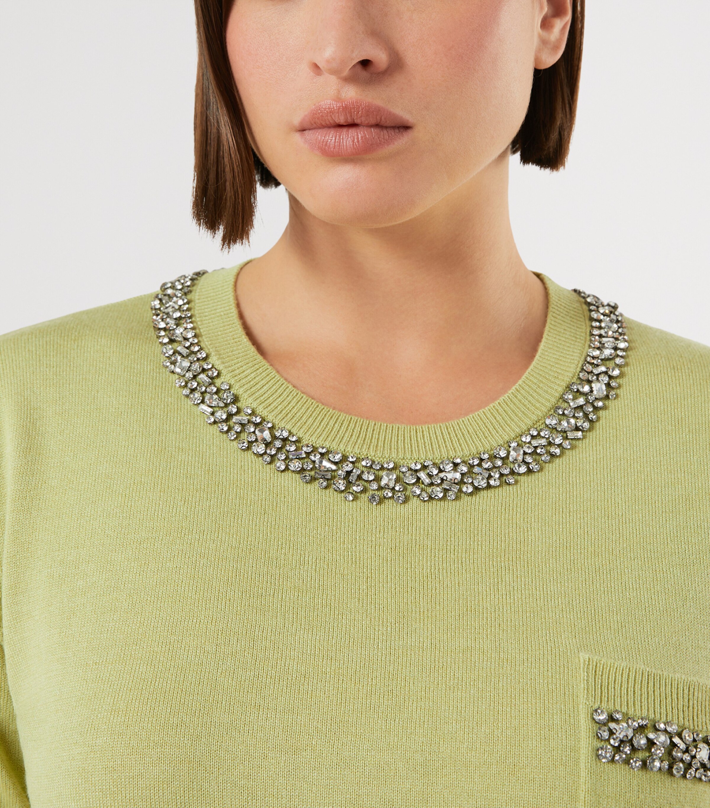 Marina Rinaldi Womens Embellished Short-Sleeve Sweater Lime Image 5