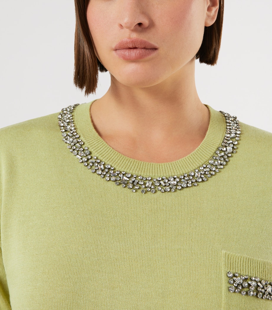 Marina Rinaldi Womens Embellished Short-Sleeve Sweater Lime Image 5