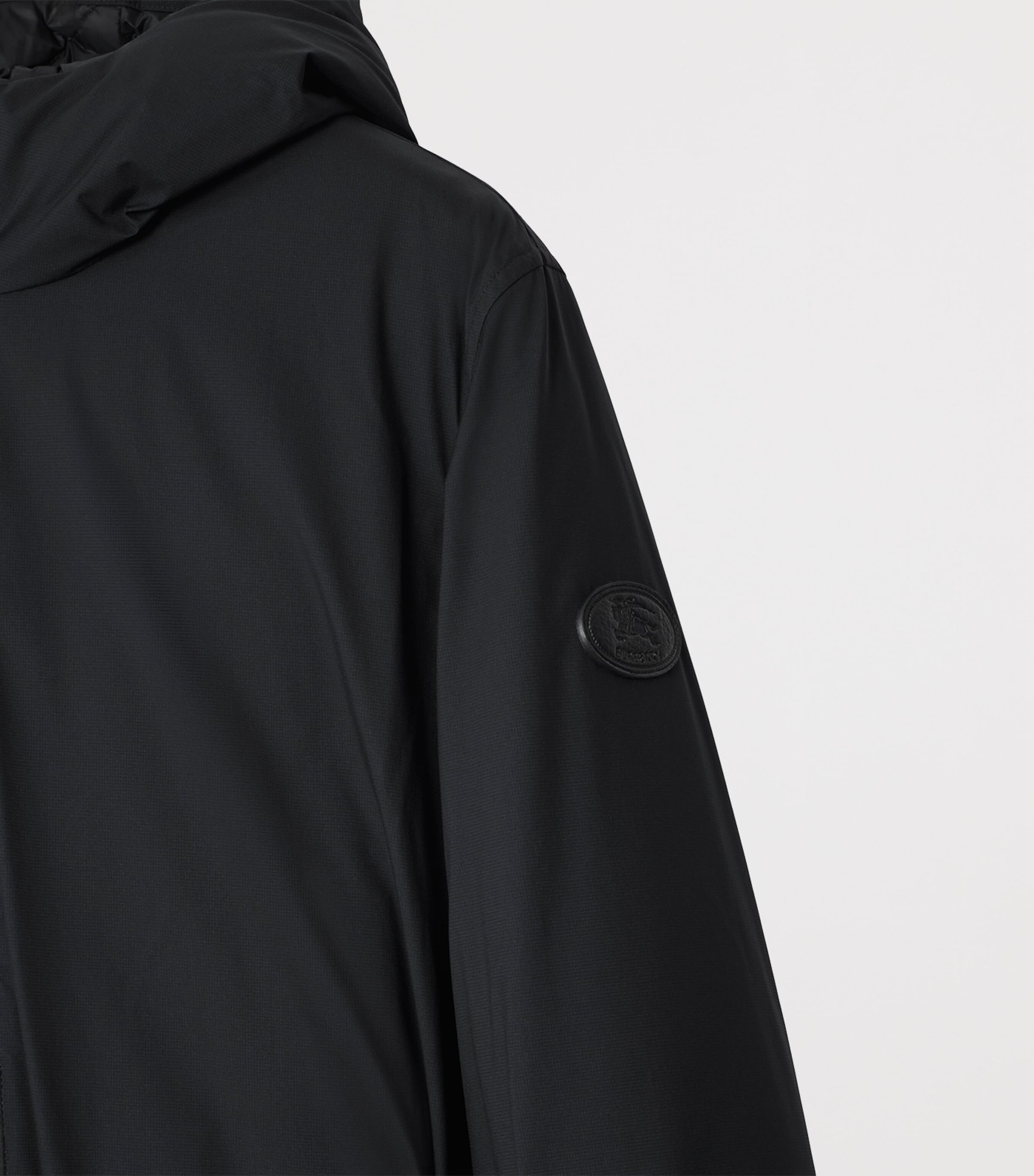 Down Mid-Length Hooded Nylon Coat BLACK Image 4