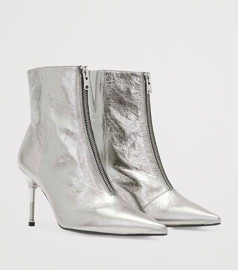 AllSaints Metallic Natasha Ankle Boots 88 Gunmetal Grey Image 3